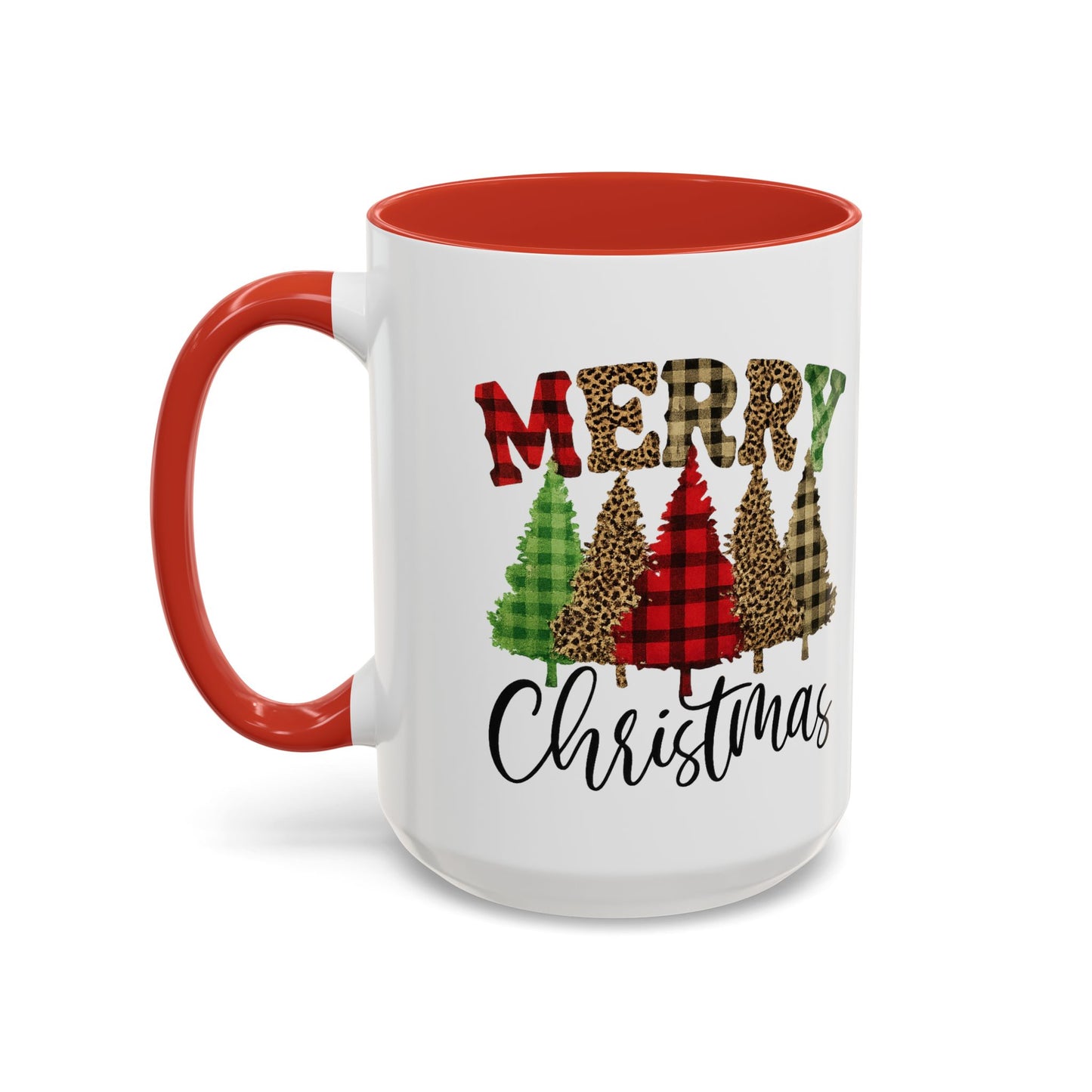Merry Christmas Plaid Trees Accent Coffee Mug Christmas Gift