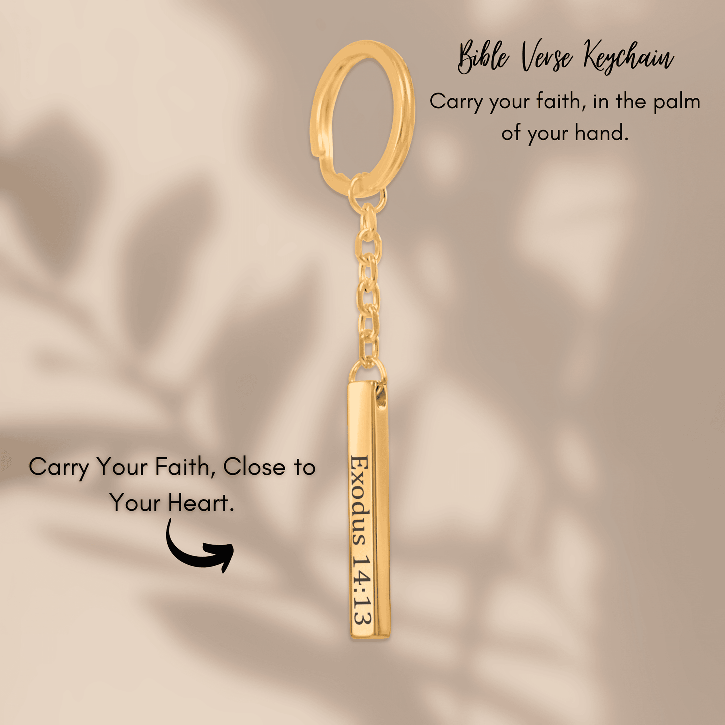 Personalized Engraved Bible Verse Vertical Bar Christian Keychain Gift