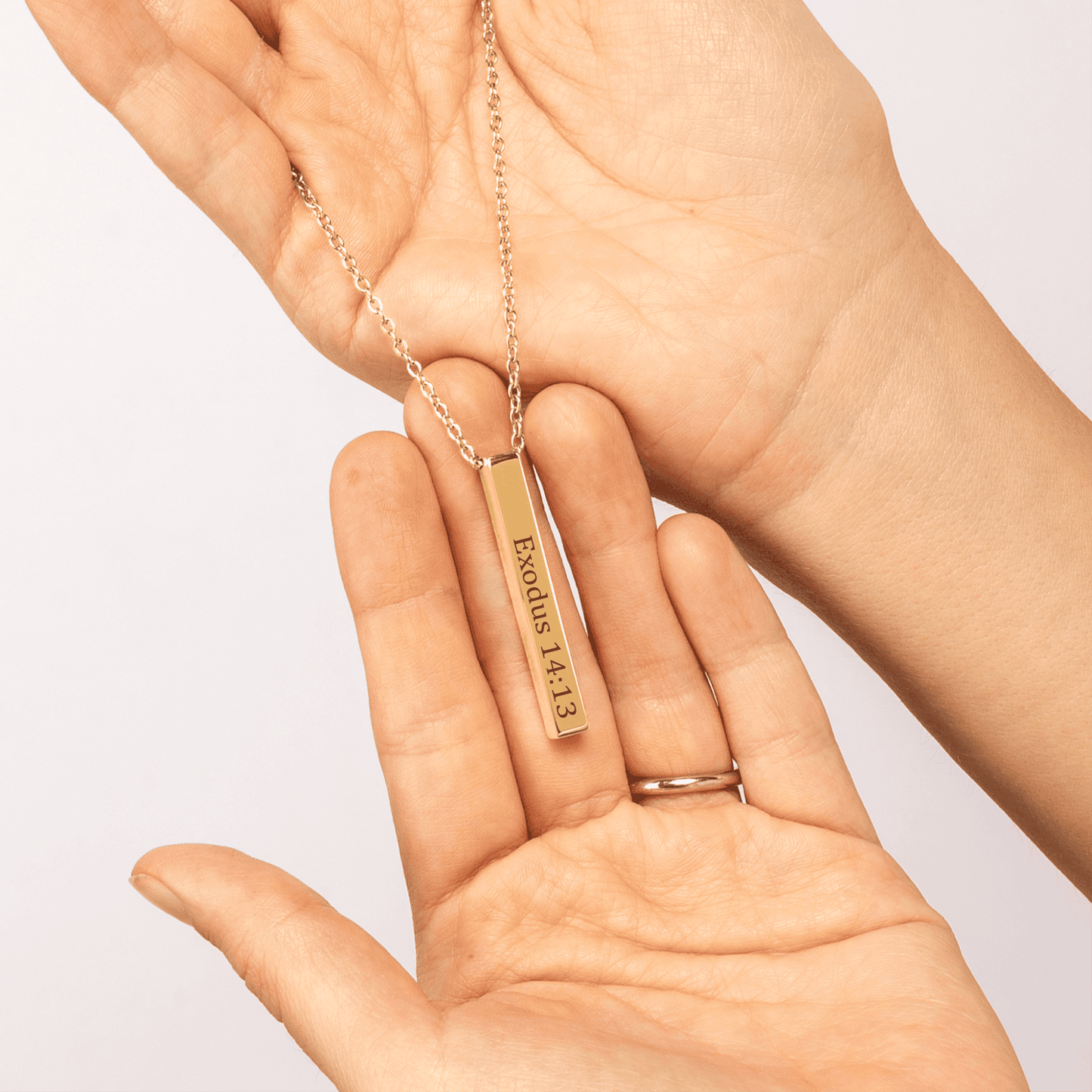 Personalized Engraved Bible Verse Vertical Bar Necklace