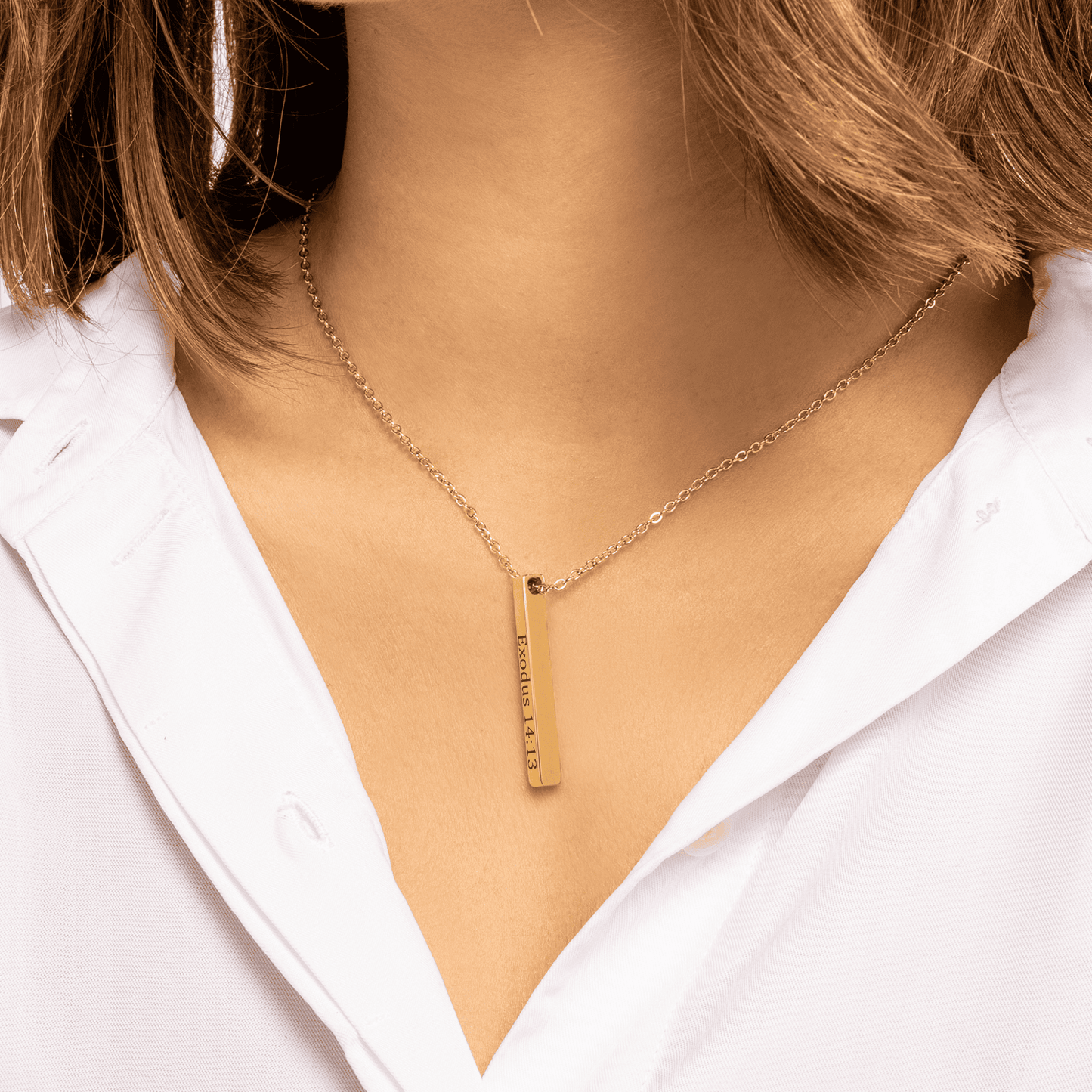Personalized Engraved Bible Verse Vertical Bar Necklace