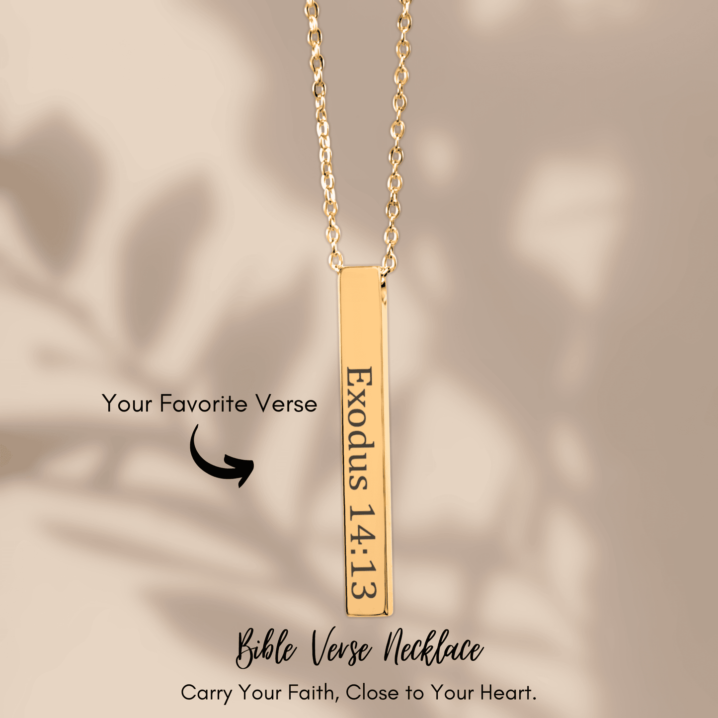 Personalized Engraved Bible Verse Vertical Bar Necklace