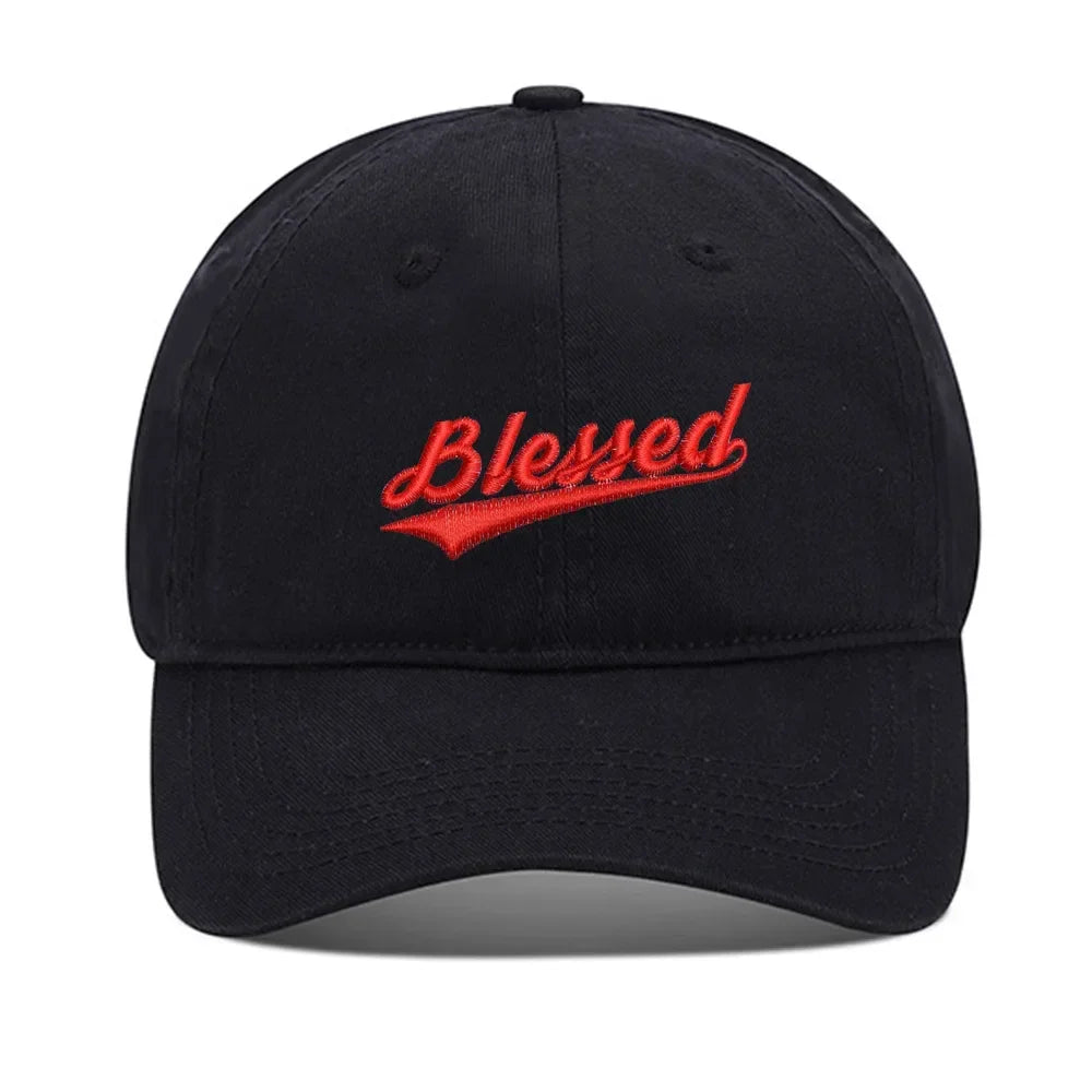 Embroidered Washed Cotton Adjustable Baseball Cap - Blessed