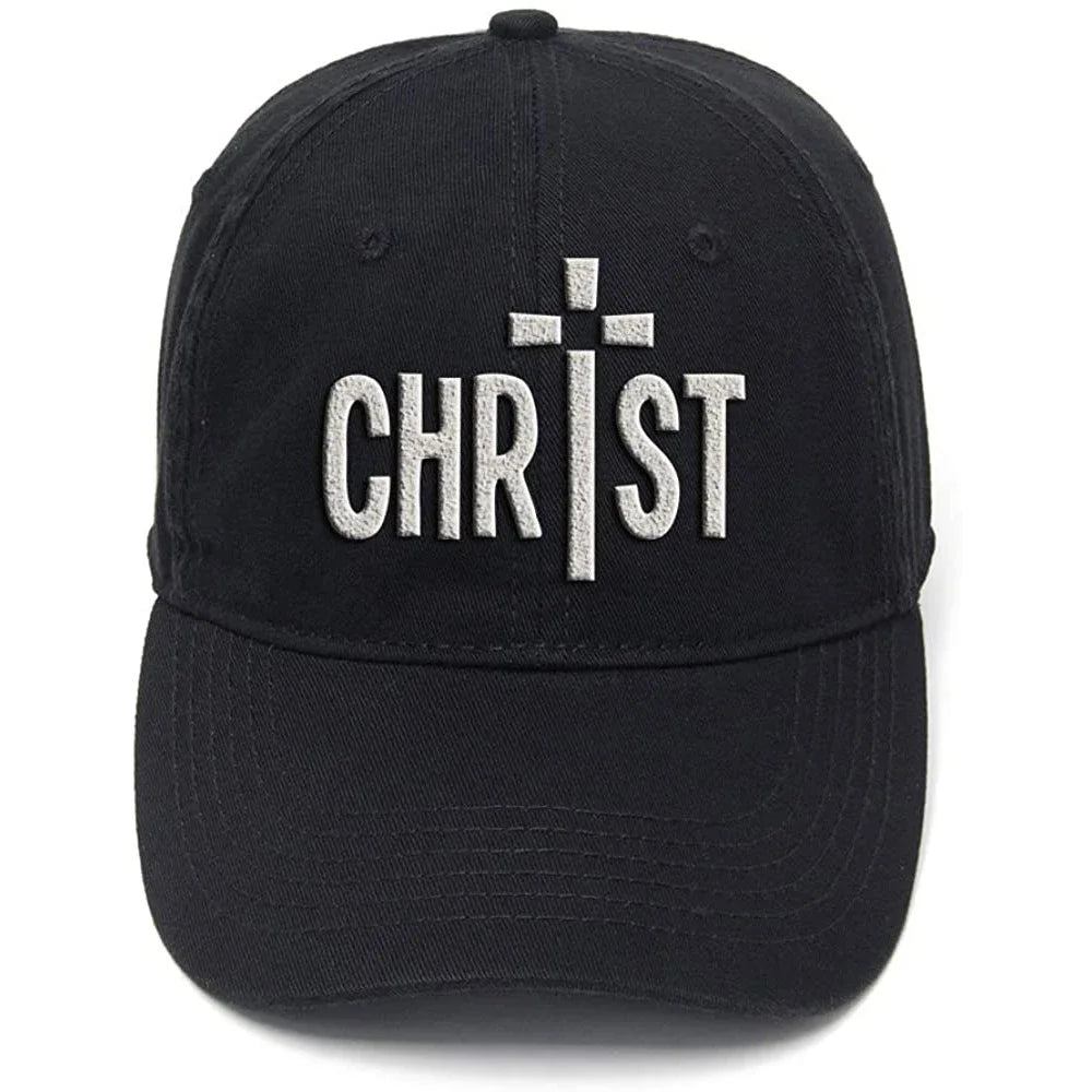Flock Printed Washed Cotton Adjustable Baseball Cap – Christ Cross