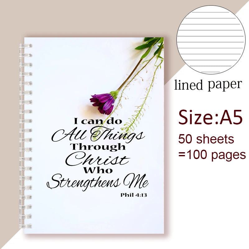 Christian Bible Verse Spiral Journal/Notebook Gift - Proverbs 4:13 I Can Do All Things Through Christ