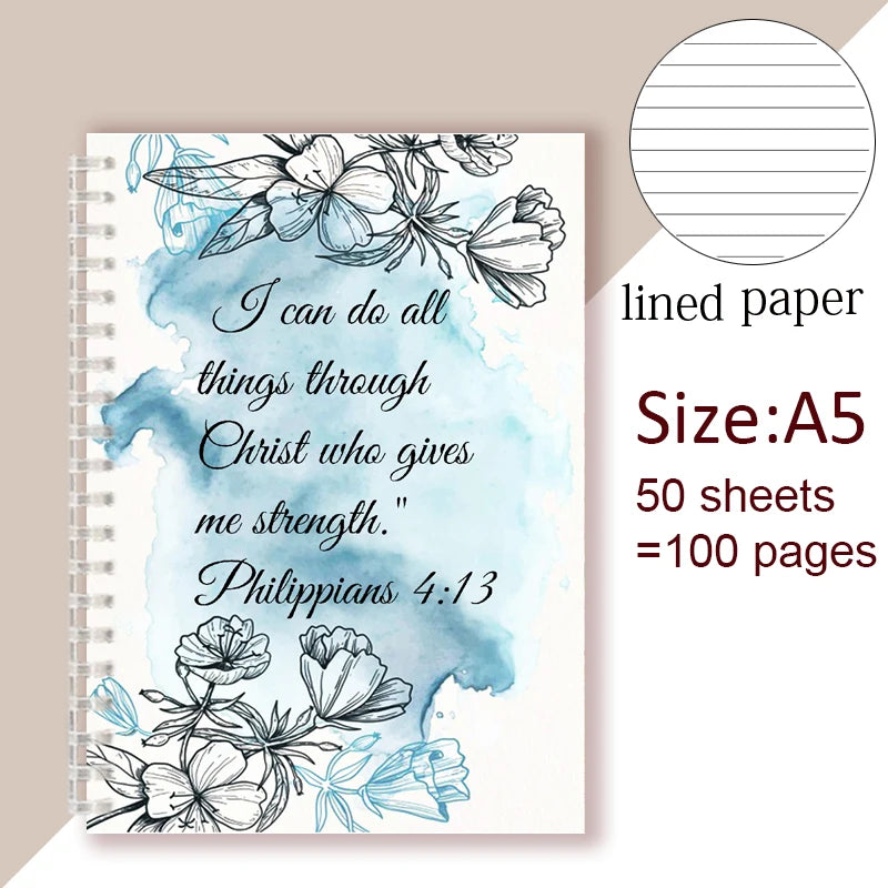 Christian Bible Verse Spiral Journal/Notebook Gift - Proverbs 4:13 I Can Do All Things Through Christ
