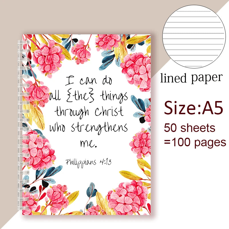 Christian Bible Verse Spiral Journal/Notebook Gift - Proverbs 4:13 I Can Do All Things Through Christ