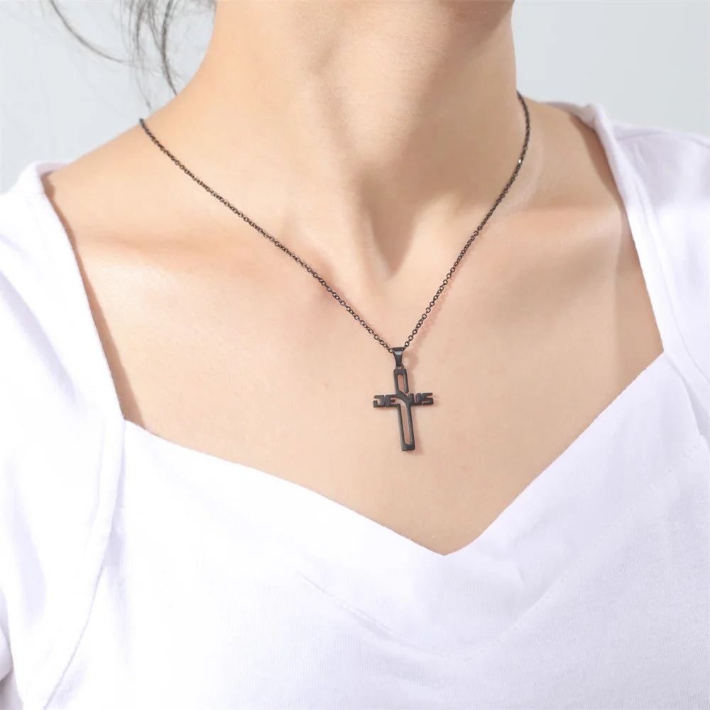 Jesus Cross Pendant Christian Necklace Gift