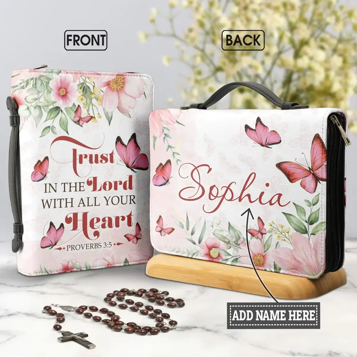 Personalized Name Bible Verse Bible Cover Carrying Case/Bag Gift - Proverbs 3:5 Trust in the Lord/Multiple Designs
