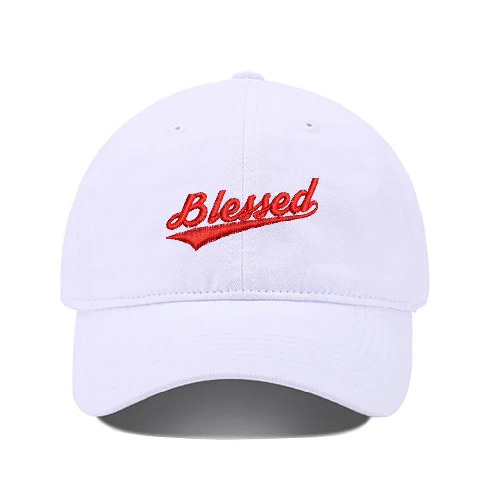 Embroidered Washed Cotton Adjustable Baseball Cap - Blessed