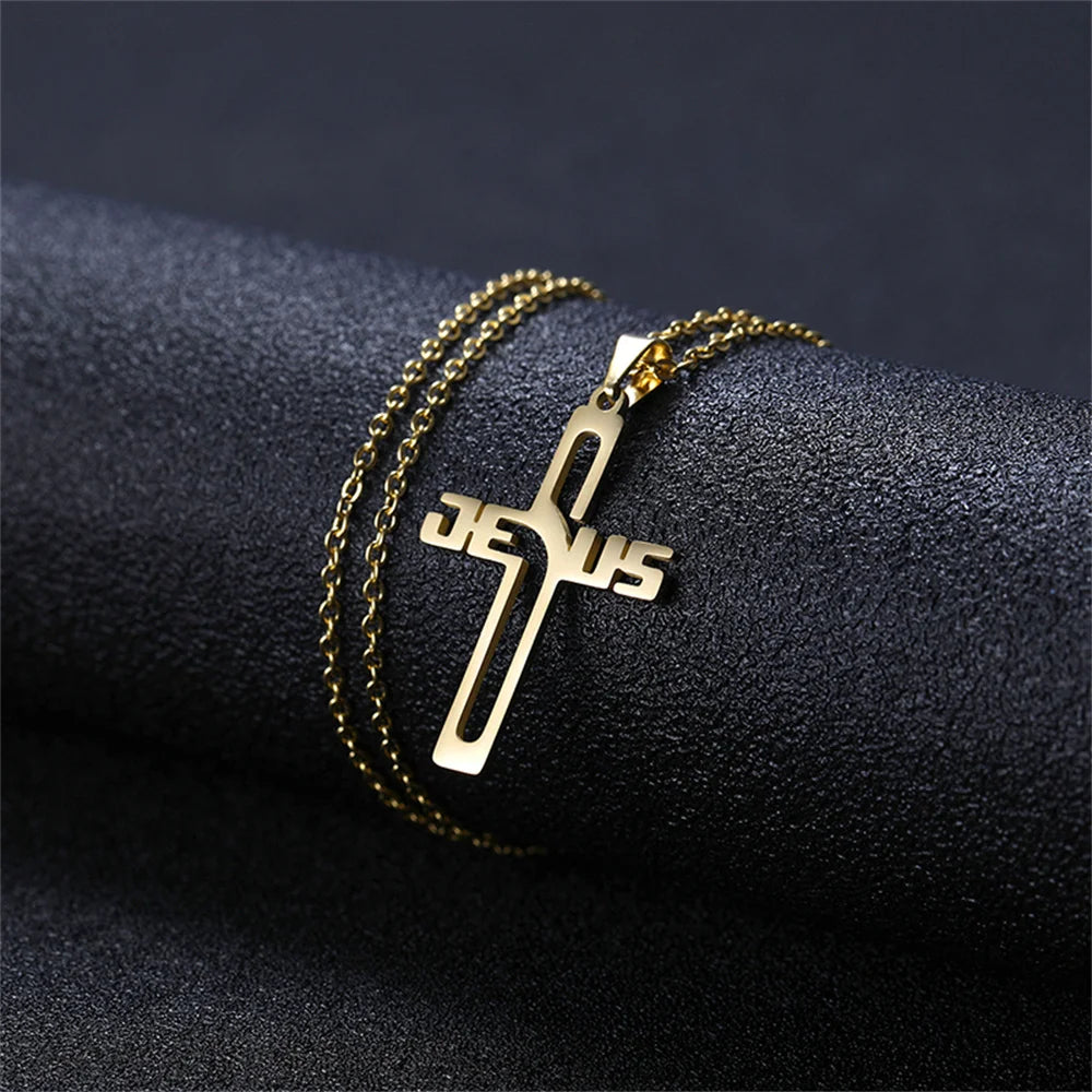 Jesus Cross Pendant Christian Necklace Gift