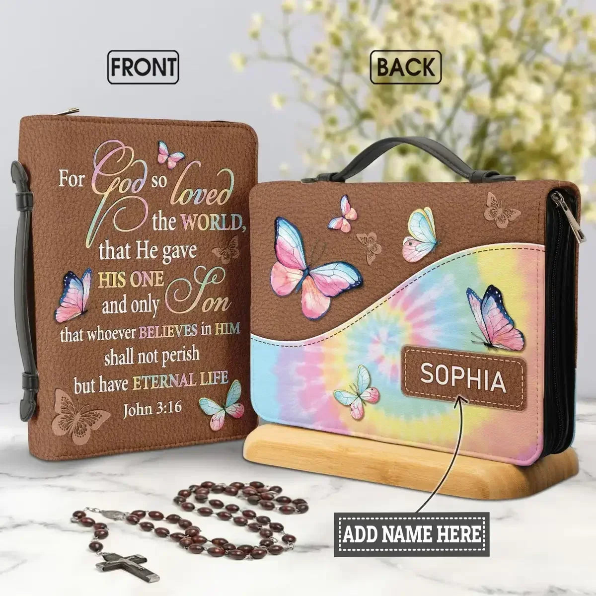 Personalized Name Bible Verse Bible Cover Carrying Case/Bag - Multiple Verses/Designs