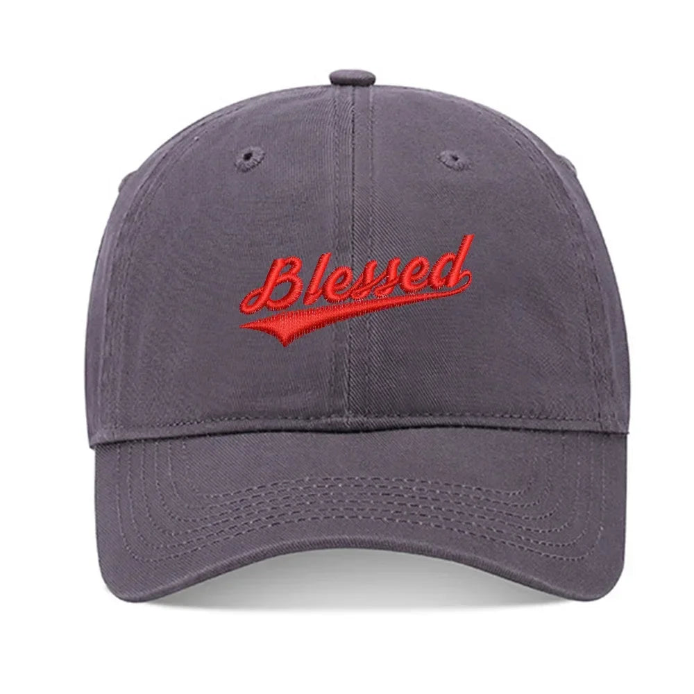 Embroidered Washed Cotton Adjustable Baseball Cap - Blessed