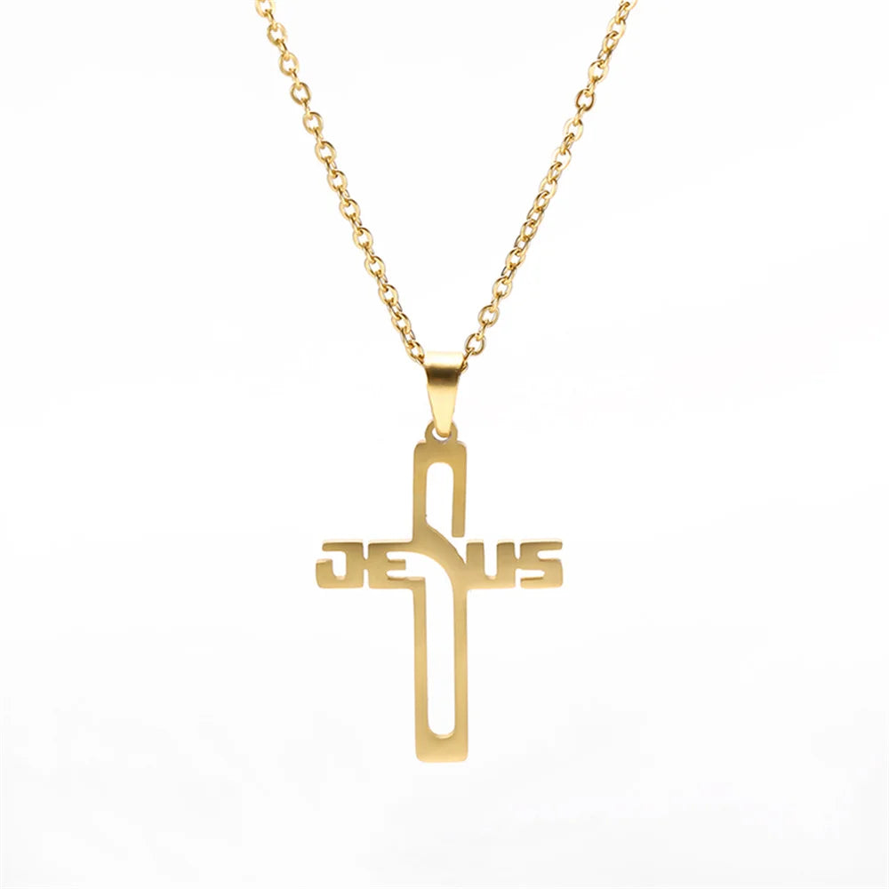 Jesus Cross Pendant Christian Necklace Gift