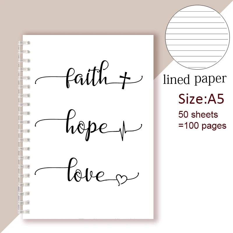Christian Spiral Journal/Notebook Gift - Faith, Hope, Love
