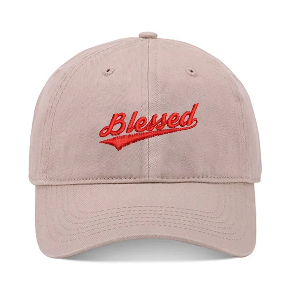 Embroidered Washed Cotton Adjustable Baseball Cap - Blessed