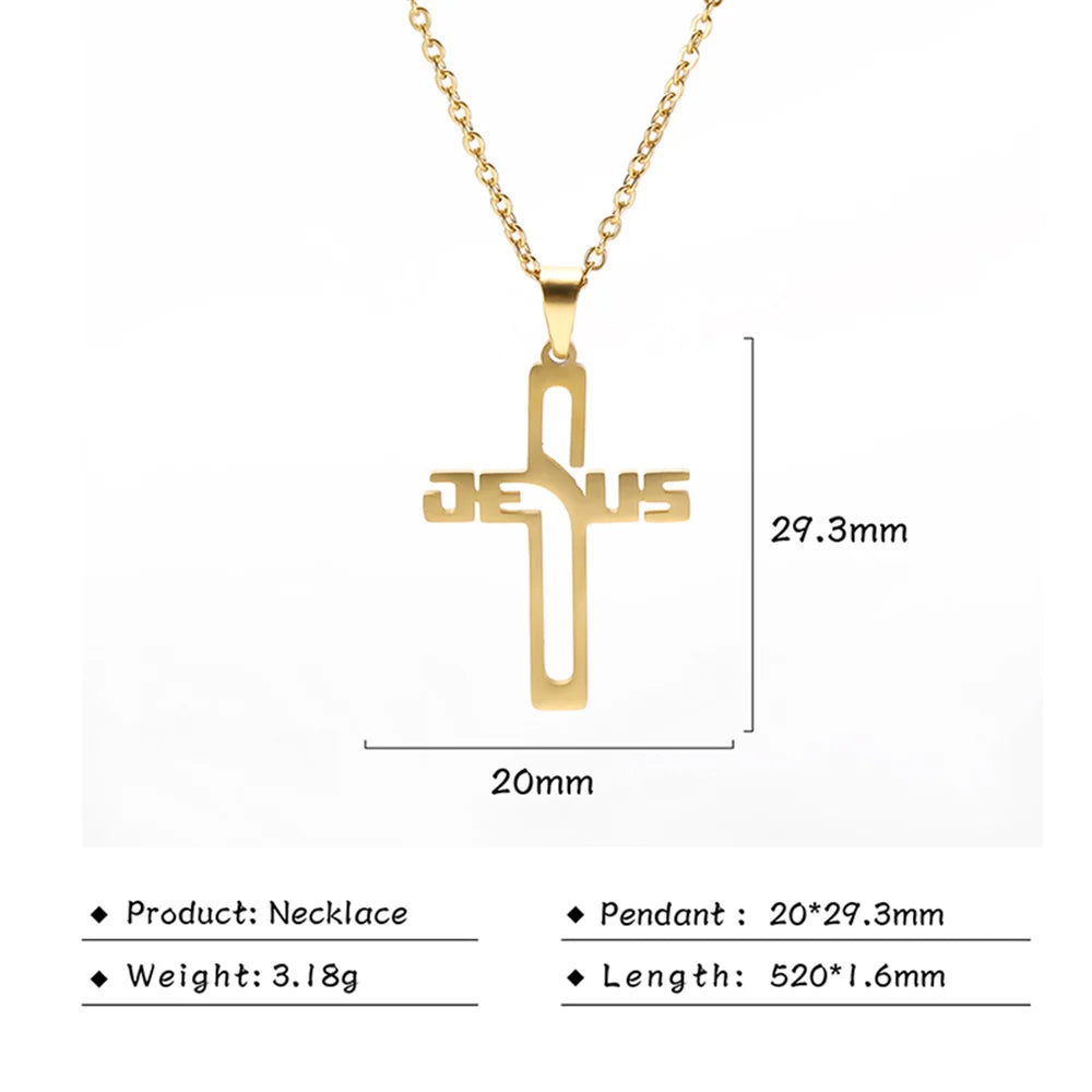 Jesus Cross Pendant Christian Necklace Gift