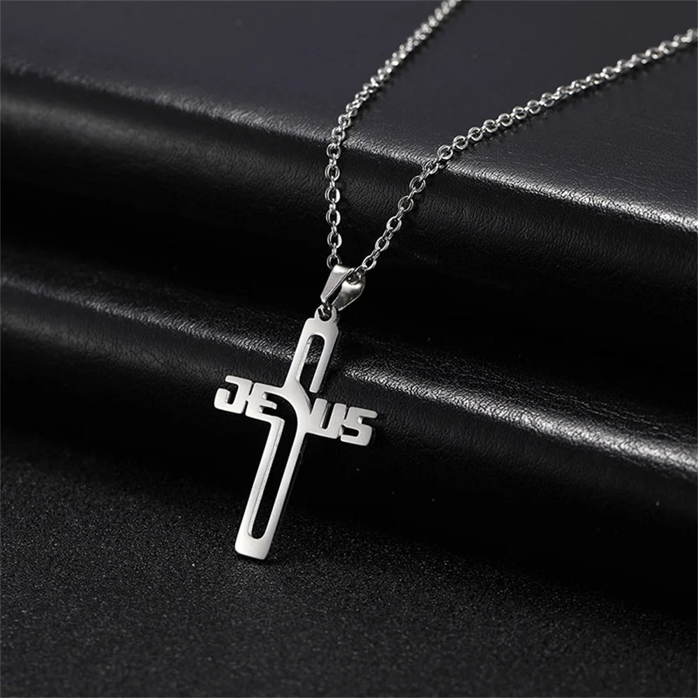 Jesus Cross Pendant Christian Necklace Gift