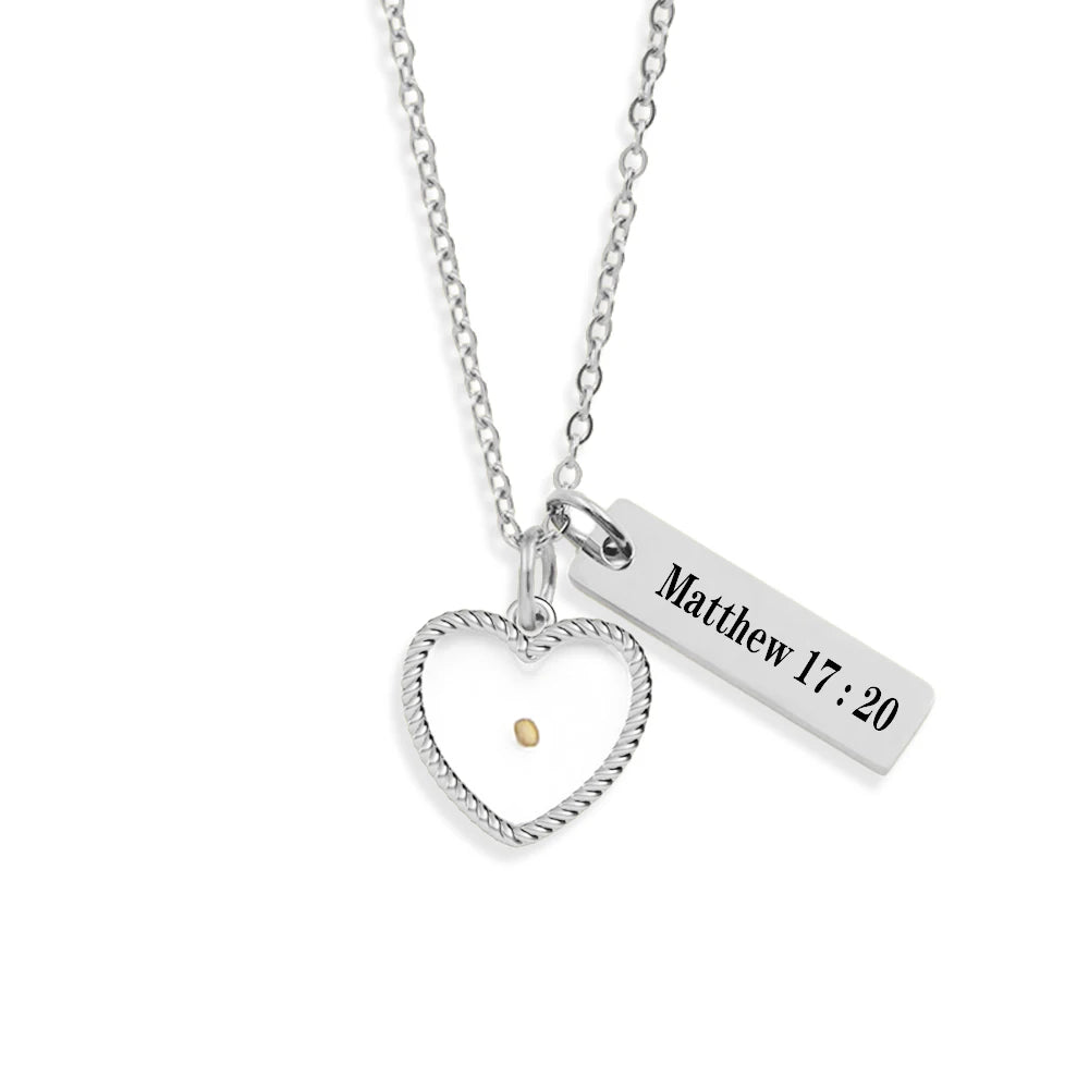 Mustard Seed Matthew 17:20 Pendant Christian Bible Verse Necklace Gift - Faith As Small As A Mustard Seed