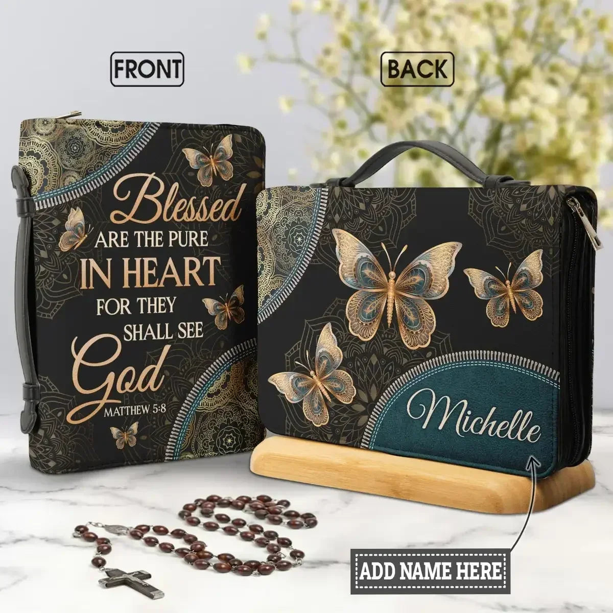 Personalized Name Bible Verse Bible Cover Carrying Case/Bag - Multiple Verses/Designs
