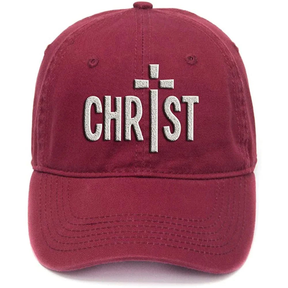 Flock Printed Washed Cotton Adjustable Baseball Cap – Christ Cross