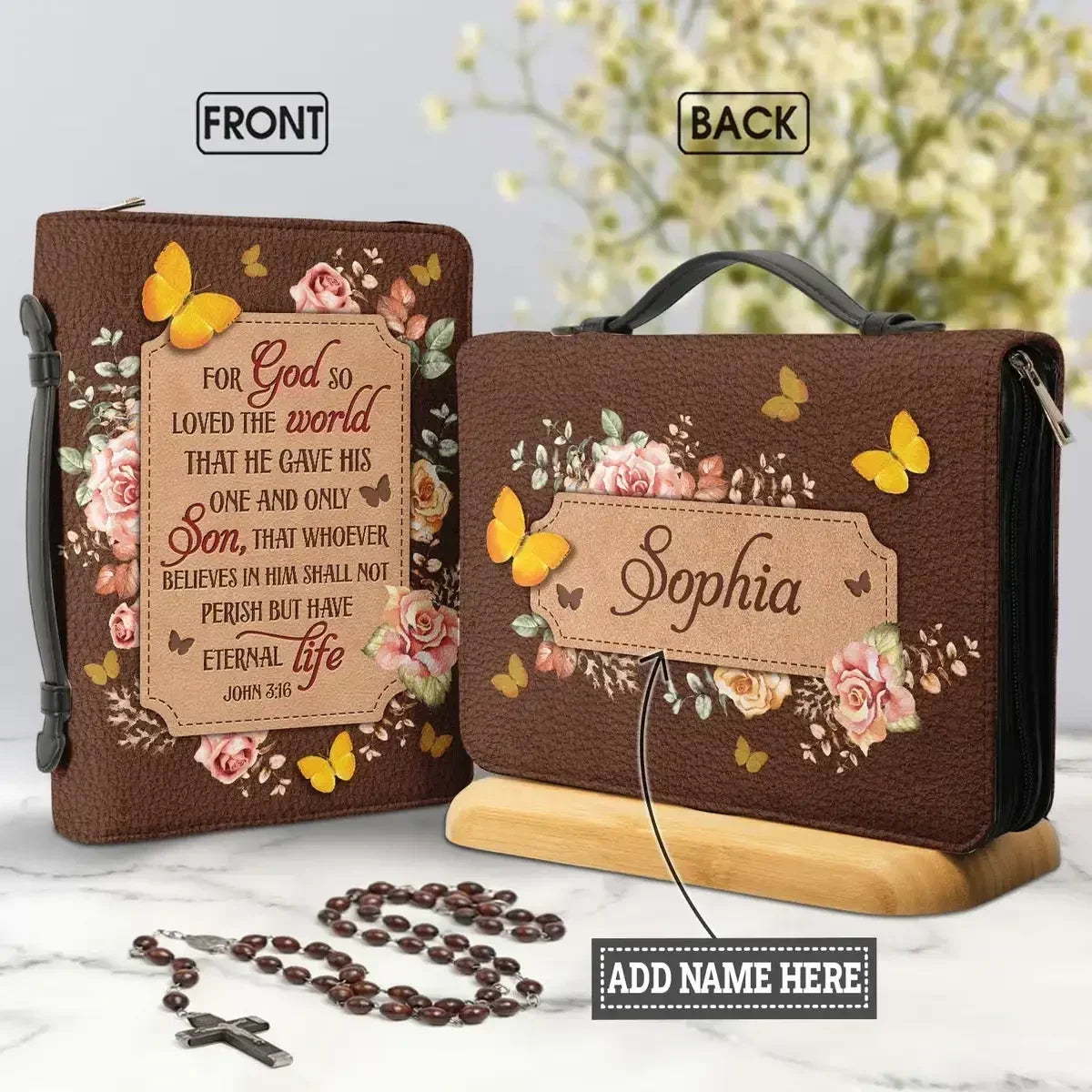 Personalized Name Bible Verse Bible Cover Carrying Case/Bag - Multiple Verses/Designs