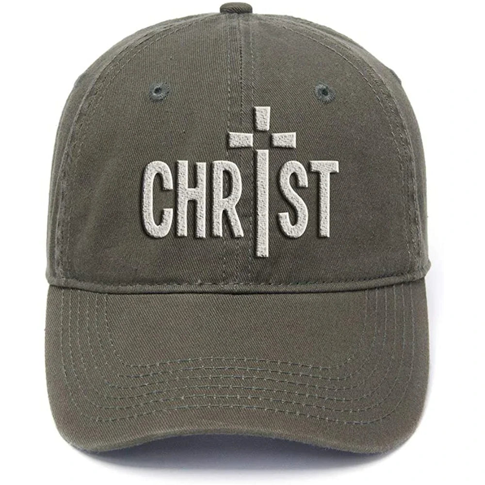 Flock Printed Washed Cotton Adjustable Baseball Cap – Christ Cross