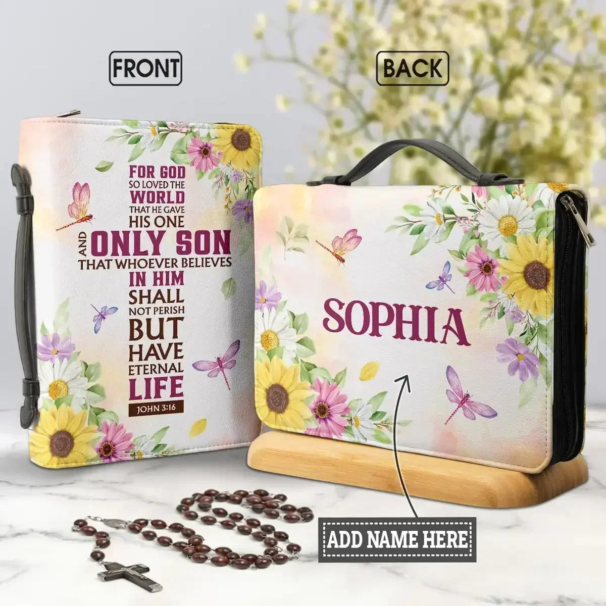 Personalized Name Bible Verse Bible Cover Carrying Case/Bag - Multiple Verses/Designs