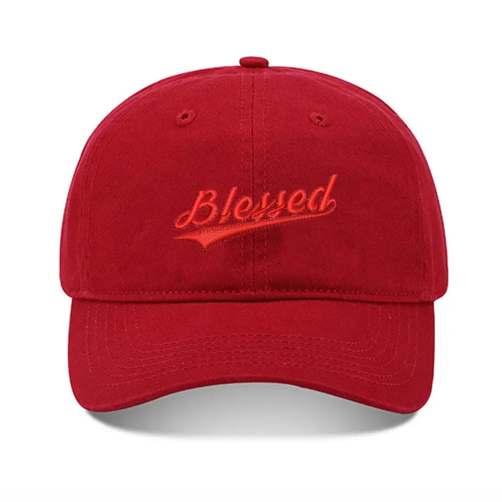 Embroidered Washed Cotton Adjustable Baseball Cap - Blessed