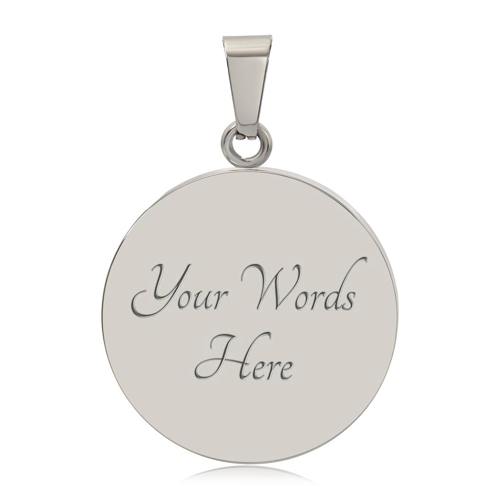 Personalized Engraved Bible Verse Circle Pendant Christian Necklace Gift - Delight Yourself in the Lord Psalm 37:4