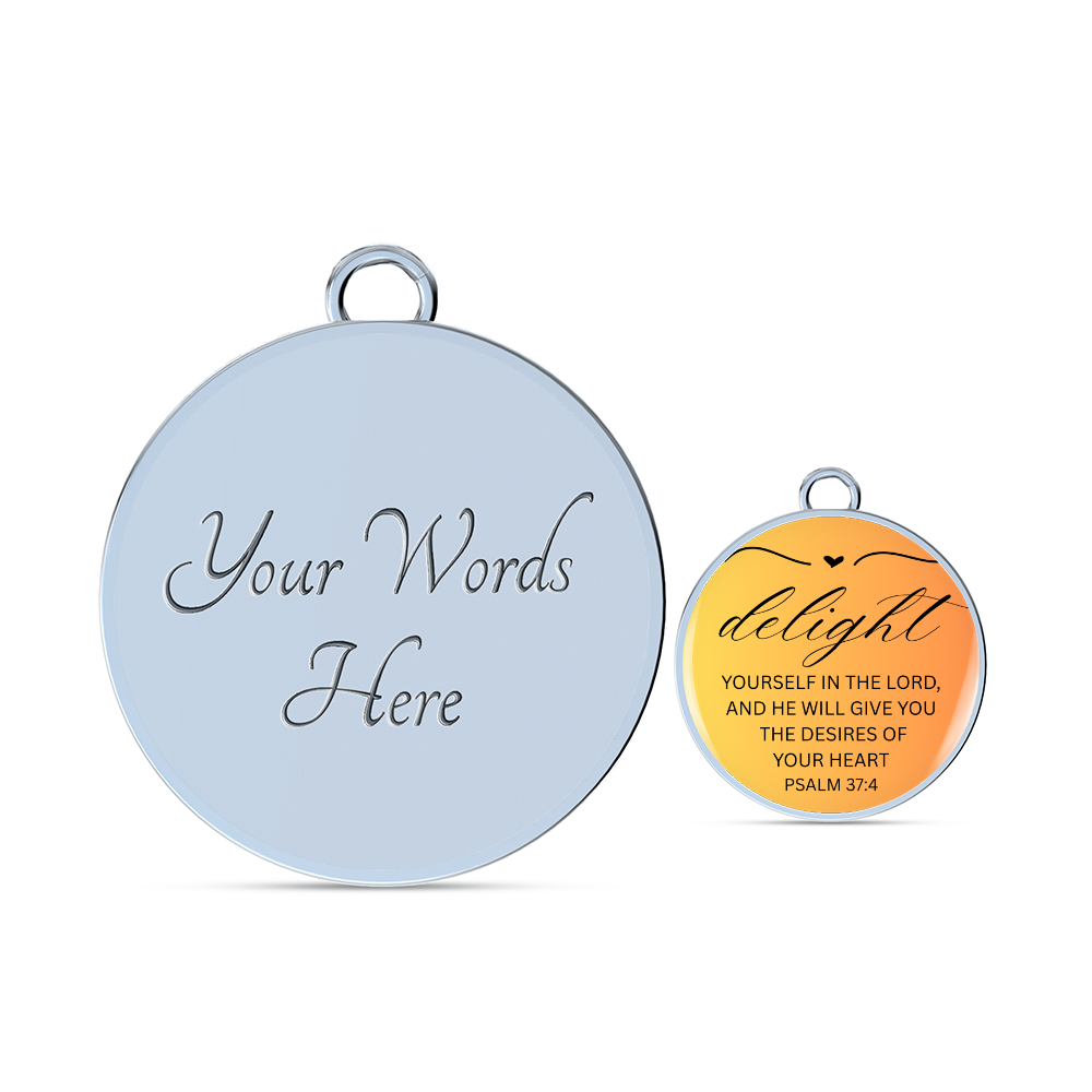 Personalized Engraved Bible Verse Circle Pendant Christian Bracelet Gift - Delight Yourself in the Lord Psalm 37:4