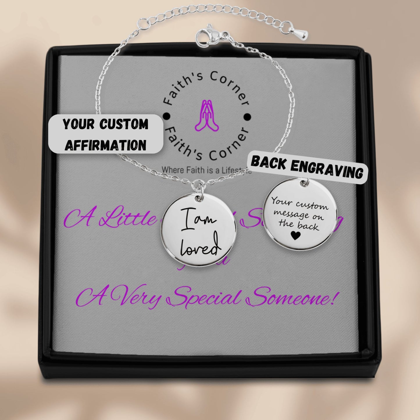 Personalized Engraved Affirmations Coin Bracelet