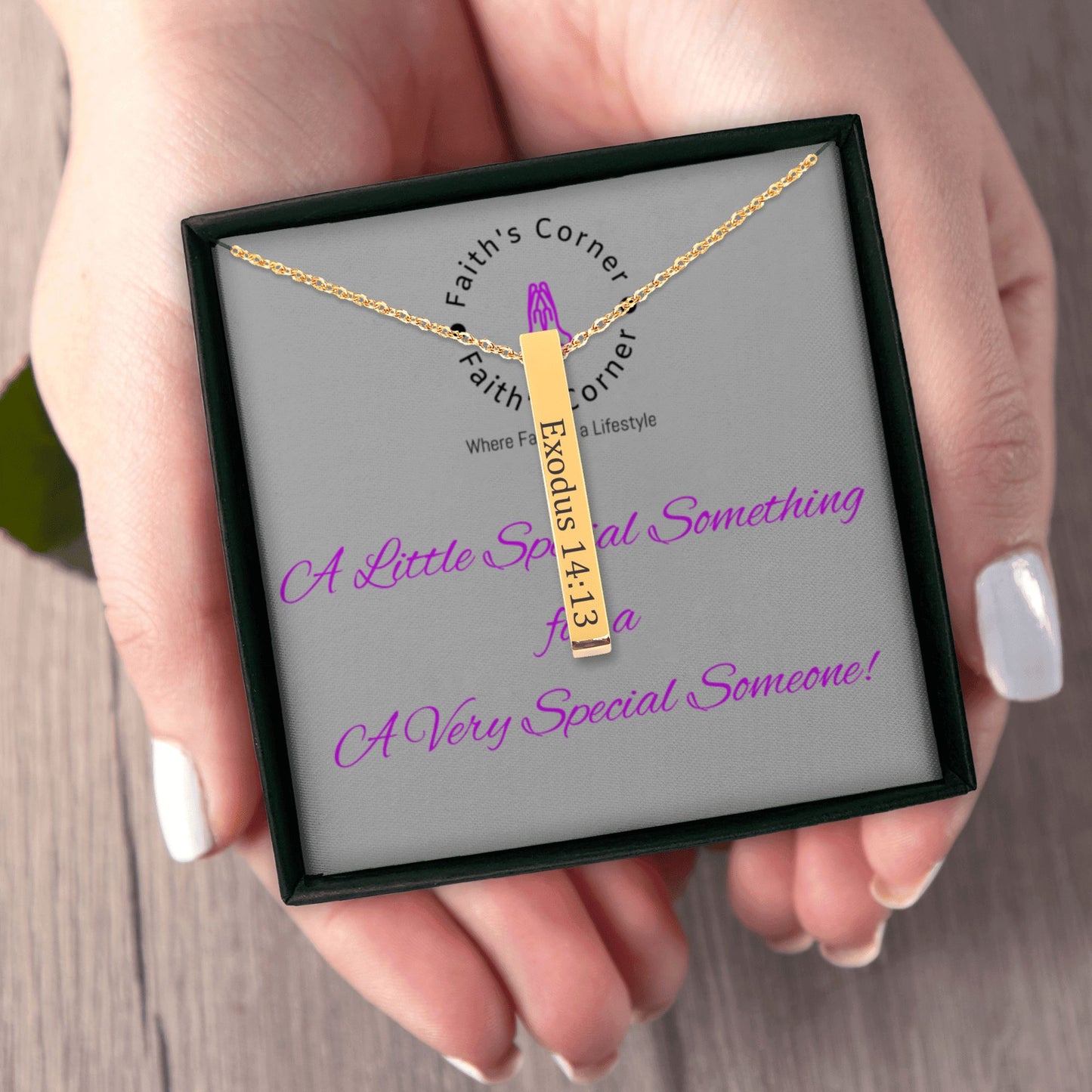 Personalized Engraved Bible Verse Vertical Bar Necklace