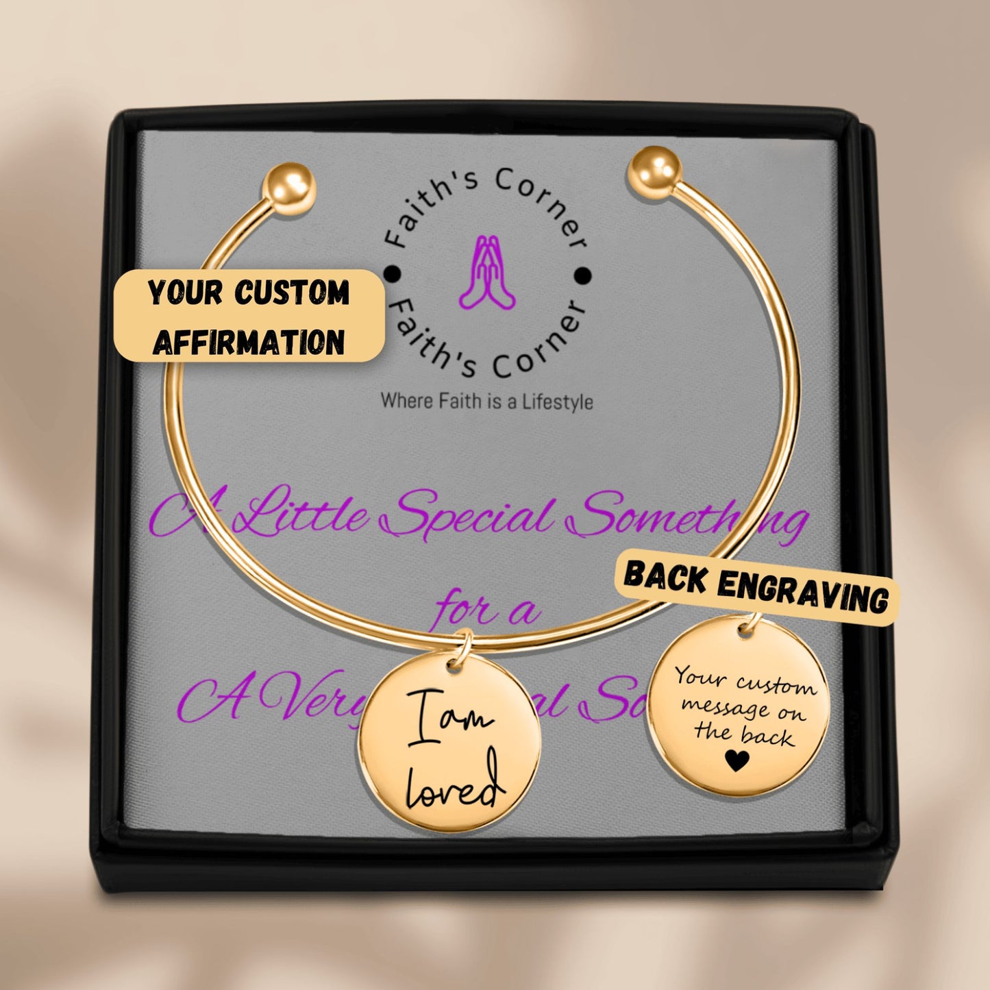Personalized Engraved Affirmation Coin Bangle