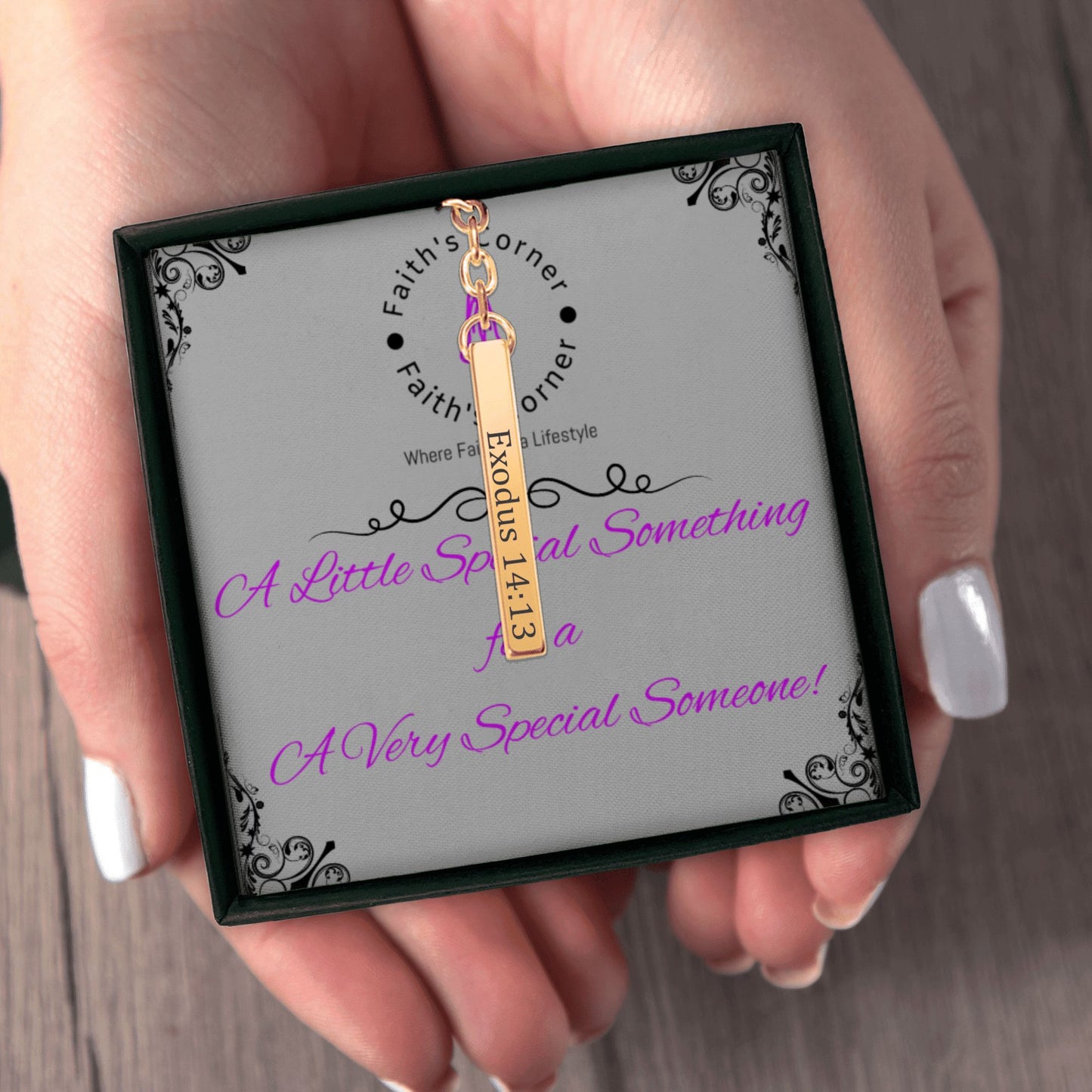 Personalized Engraved Bible Verse Vertical Bar Christian Keychain Gift