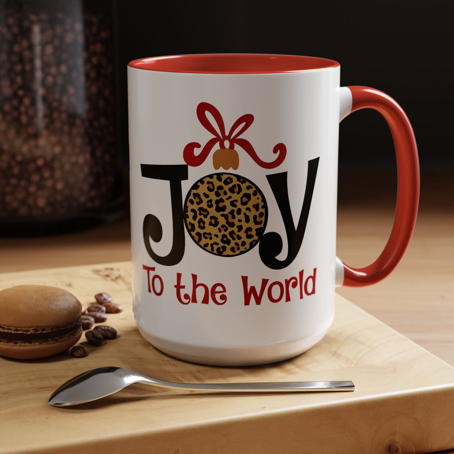 Joy to the World Leopard Ornament Coffee Mug Christmas Gift