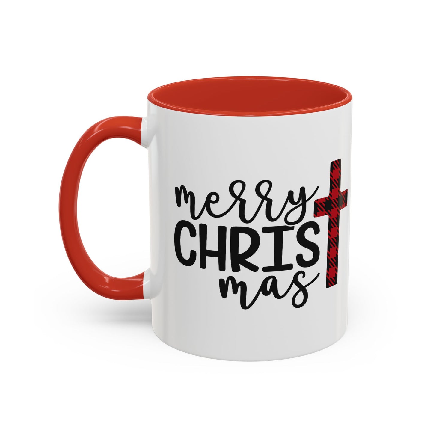 Merry Christmas Plaid Cross Accent Coffee Mug Christmas Gift