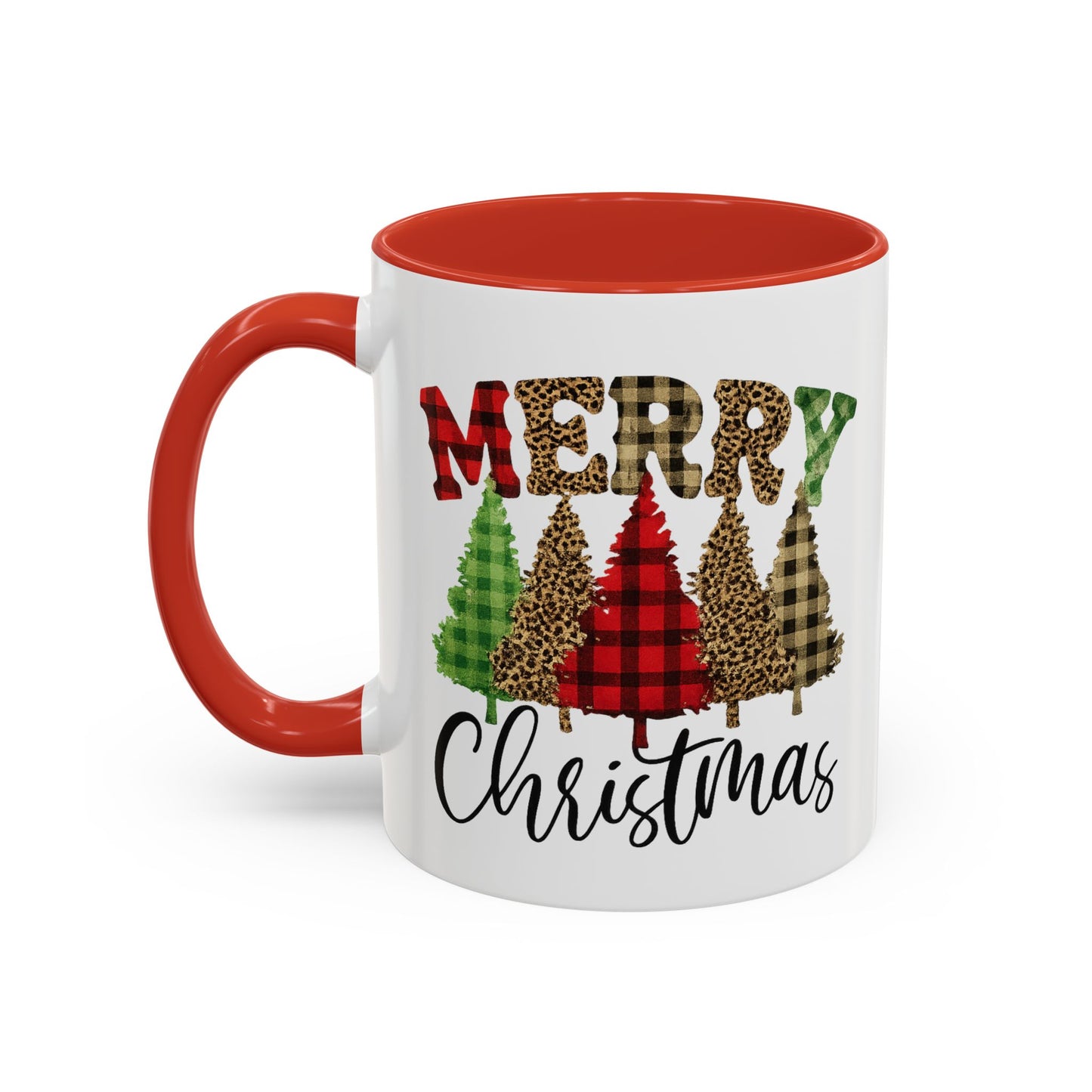 Merry Christmas Plaid Trees Accent Coffee Mug Christmas Gift