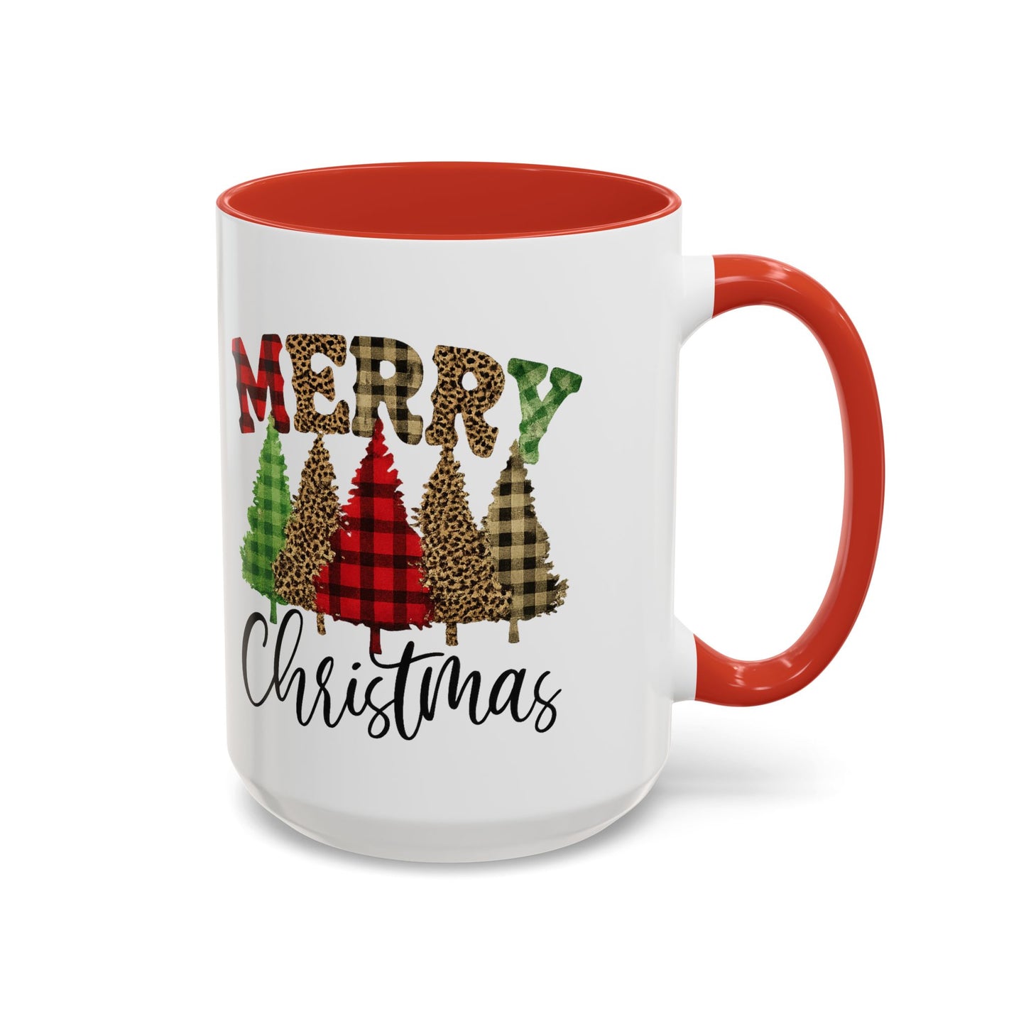 Merry Christmas Plaid Trees Accent Coffee Mug Christmas Gift