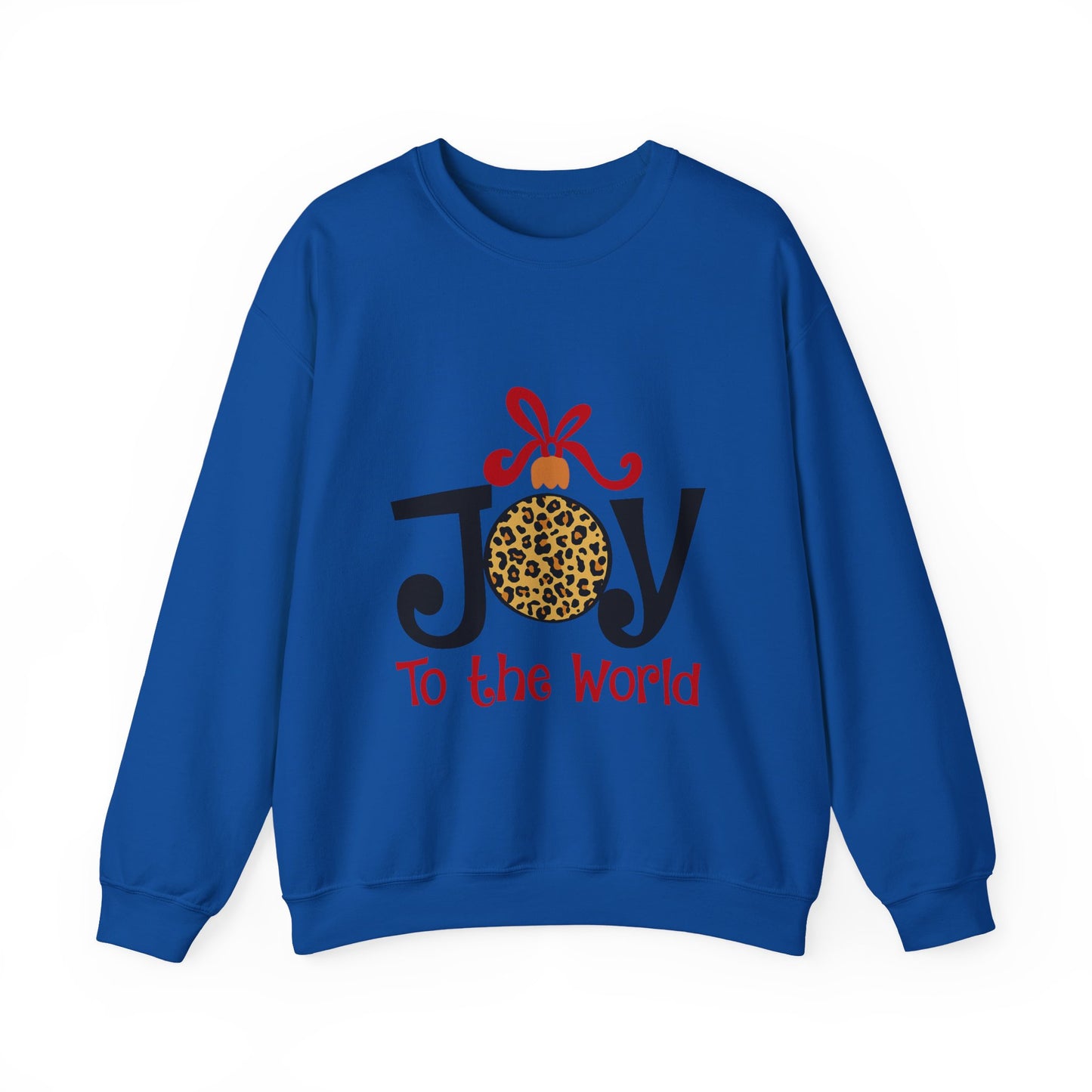 Joy to the World Leopard Print Ornament Unisex Crewneck Sweatshirt Christmas Gift