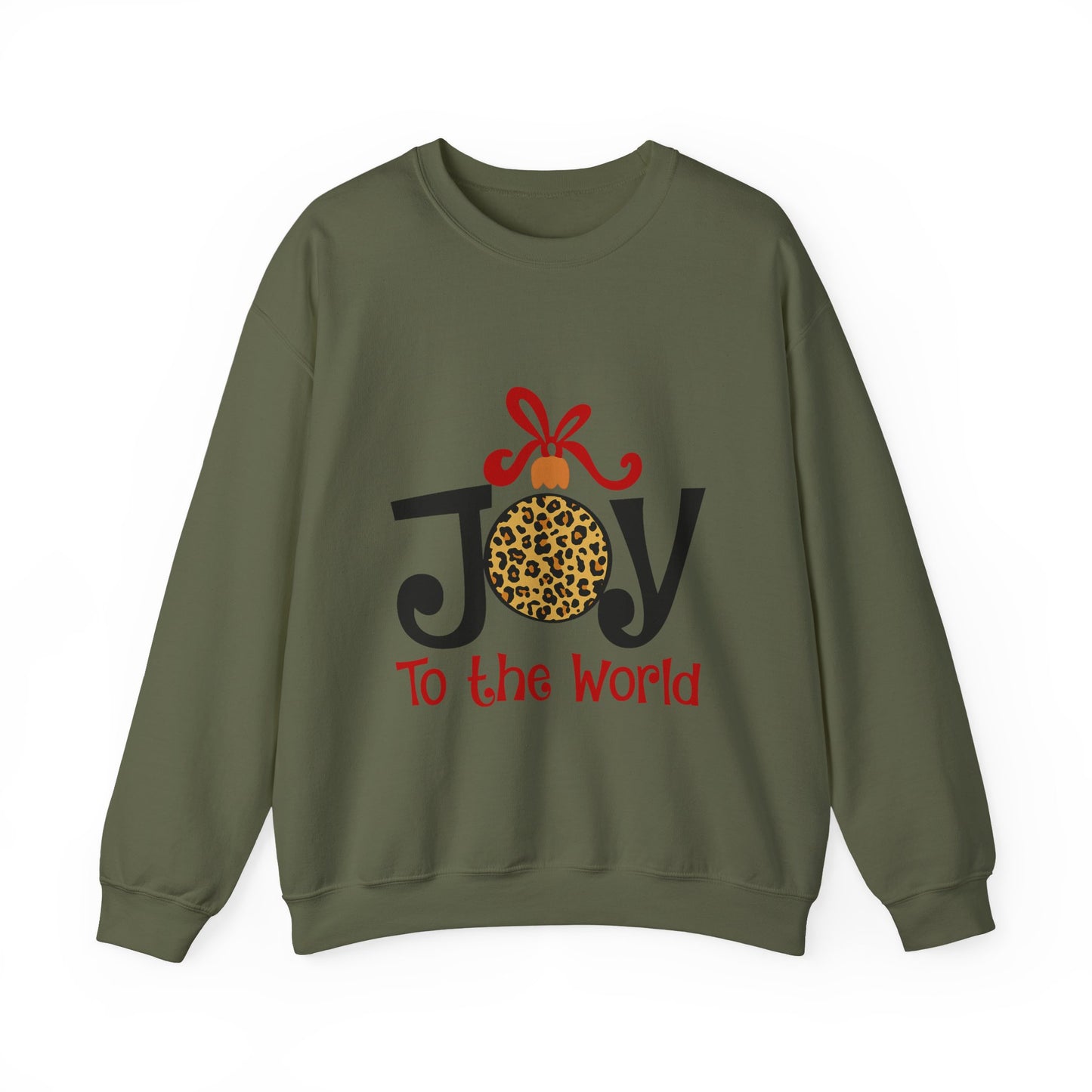 Joy to the World Leopard Print Ornament Unisex Crewneck Sweatshirt Christmas Gift