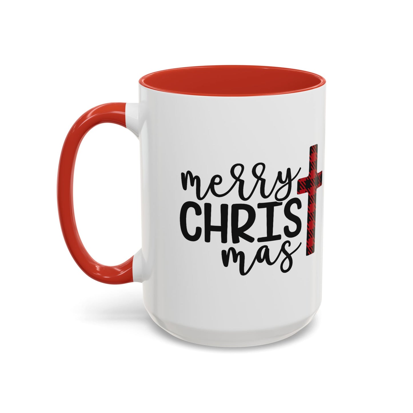 Merry Christmas Plaid Cross Accent Coffee Mug Christmas Gift