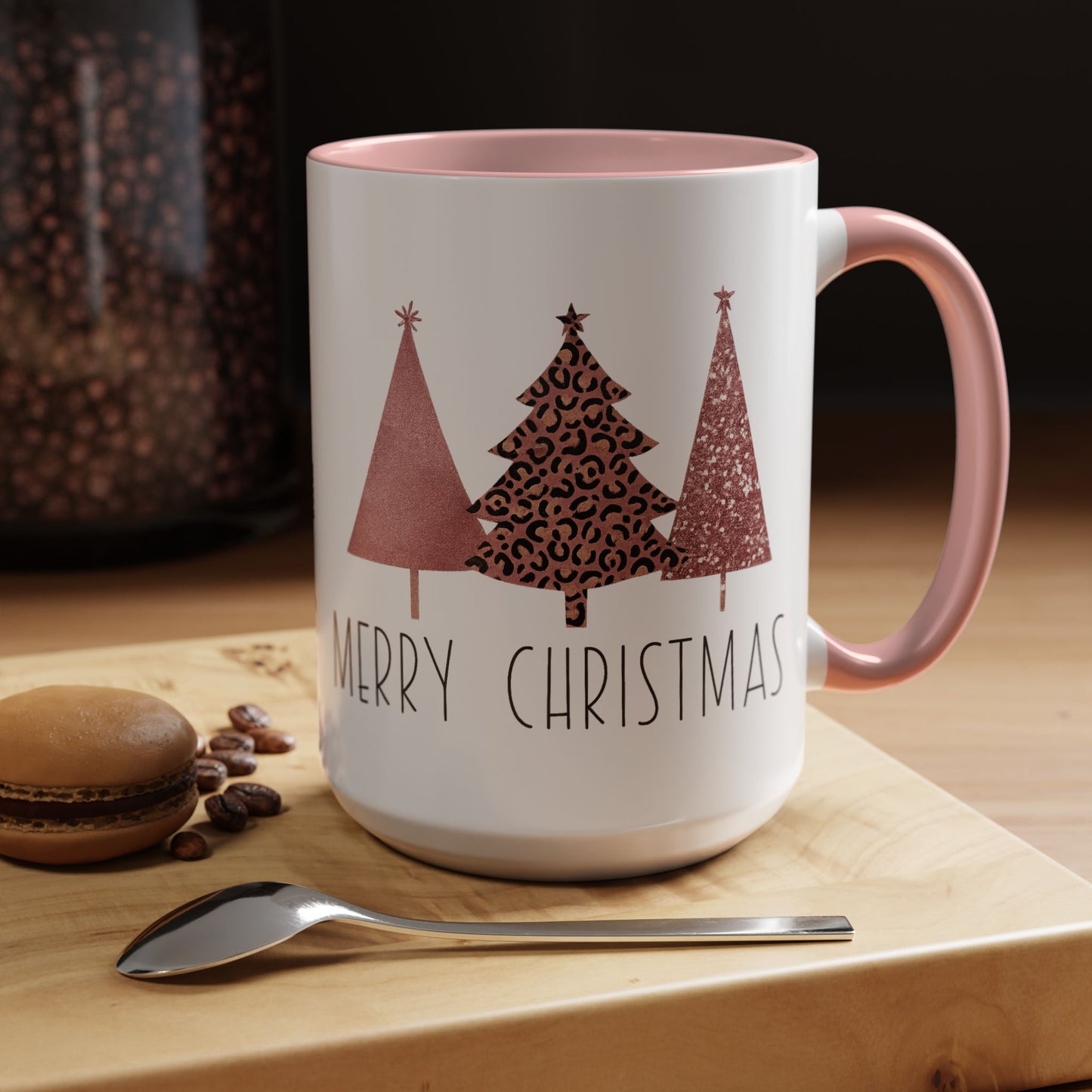 Merry Christmas Shimmer Trees Accent Coffee Mug Christmas Gift