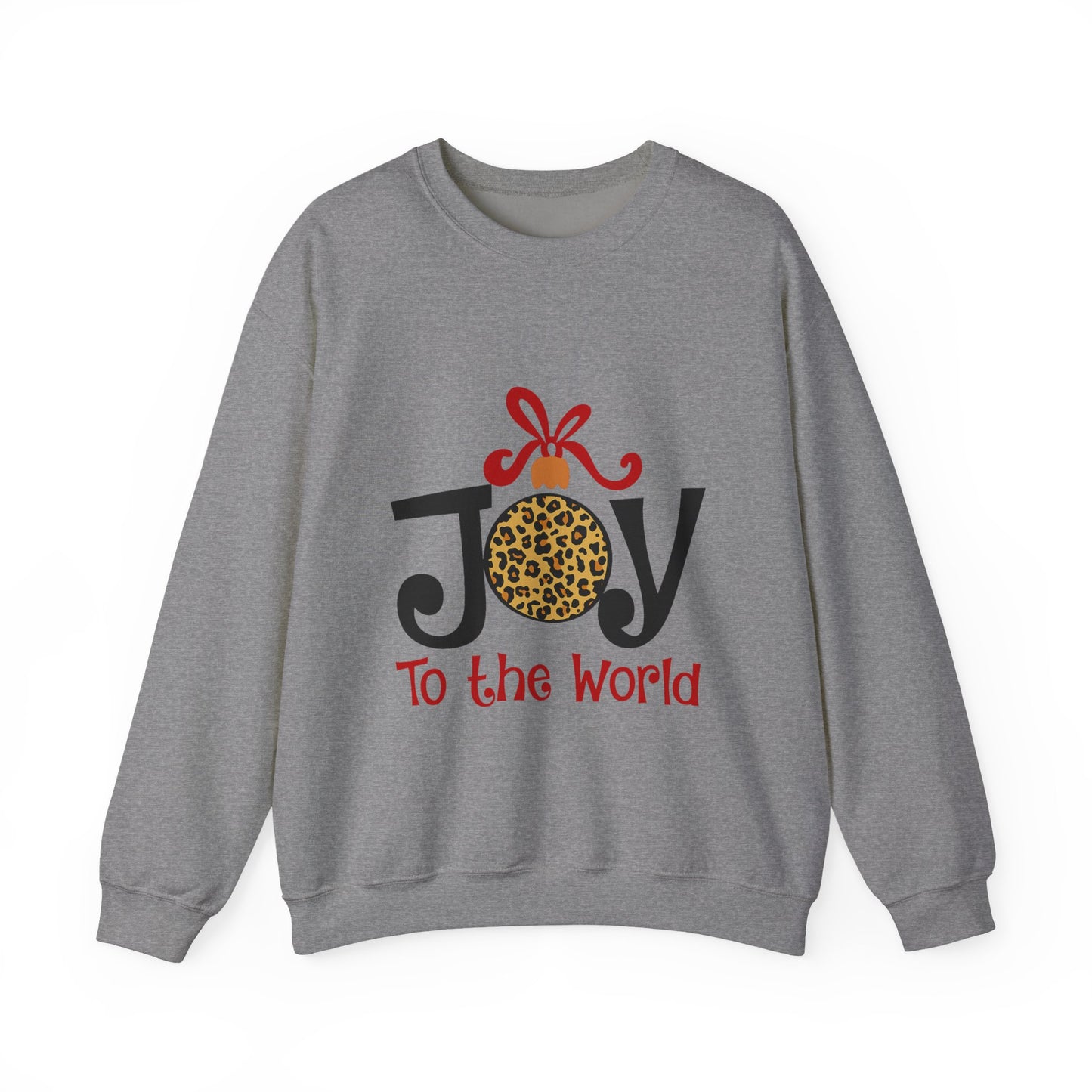 Joy to the World Leopard Print Ornament Unisex Crewneck Sweatshirt Christmas Gift