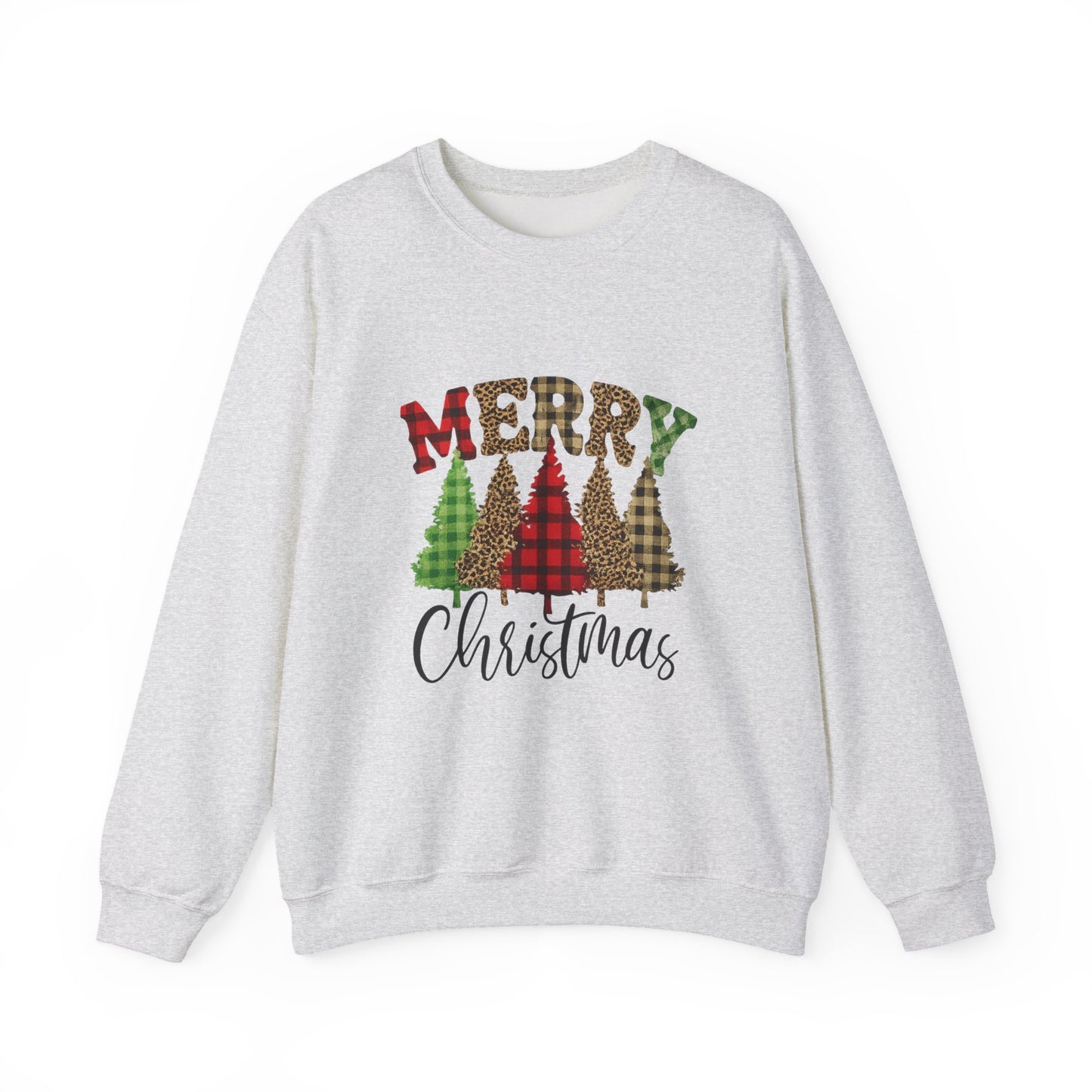 Merry Christmas Plaid Trees Unisex Crewneck Sweatshirt Christmas Gift