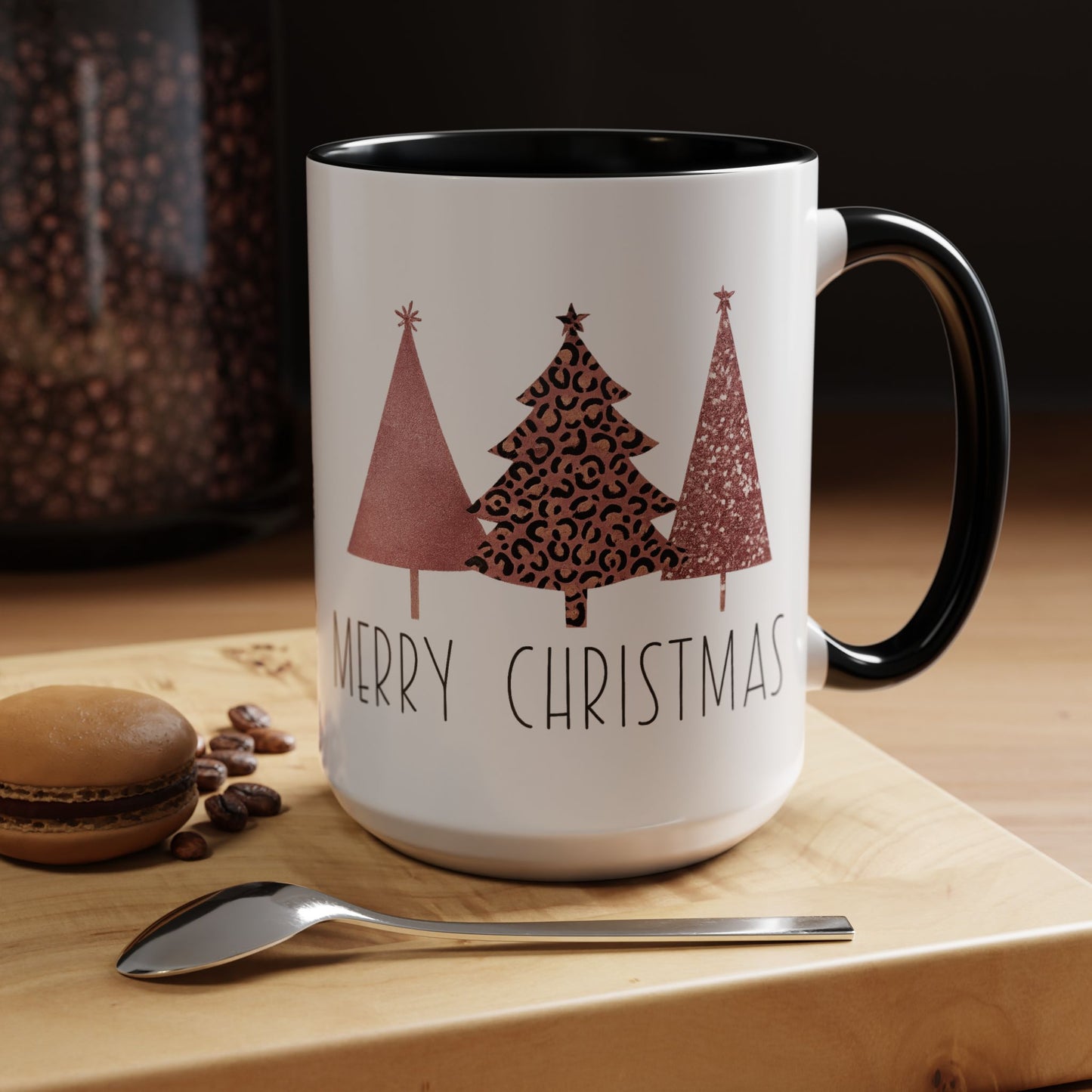 Merry Christmas Shimmer Trees Accent Coffee Mug Christmas Gift