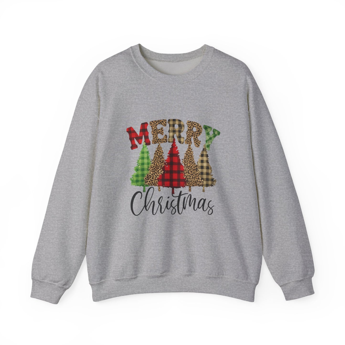 Merry Christmas Plaid Trees Unisex Crewneck Sweatshirt Christmas Gift
