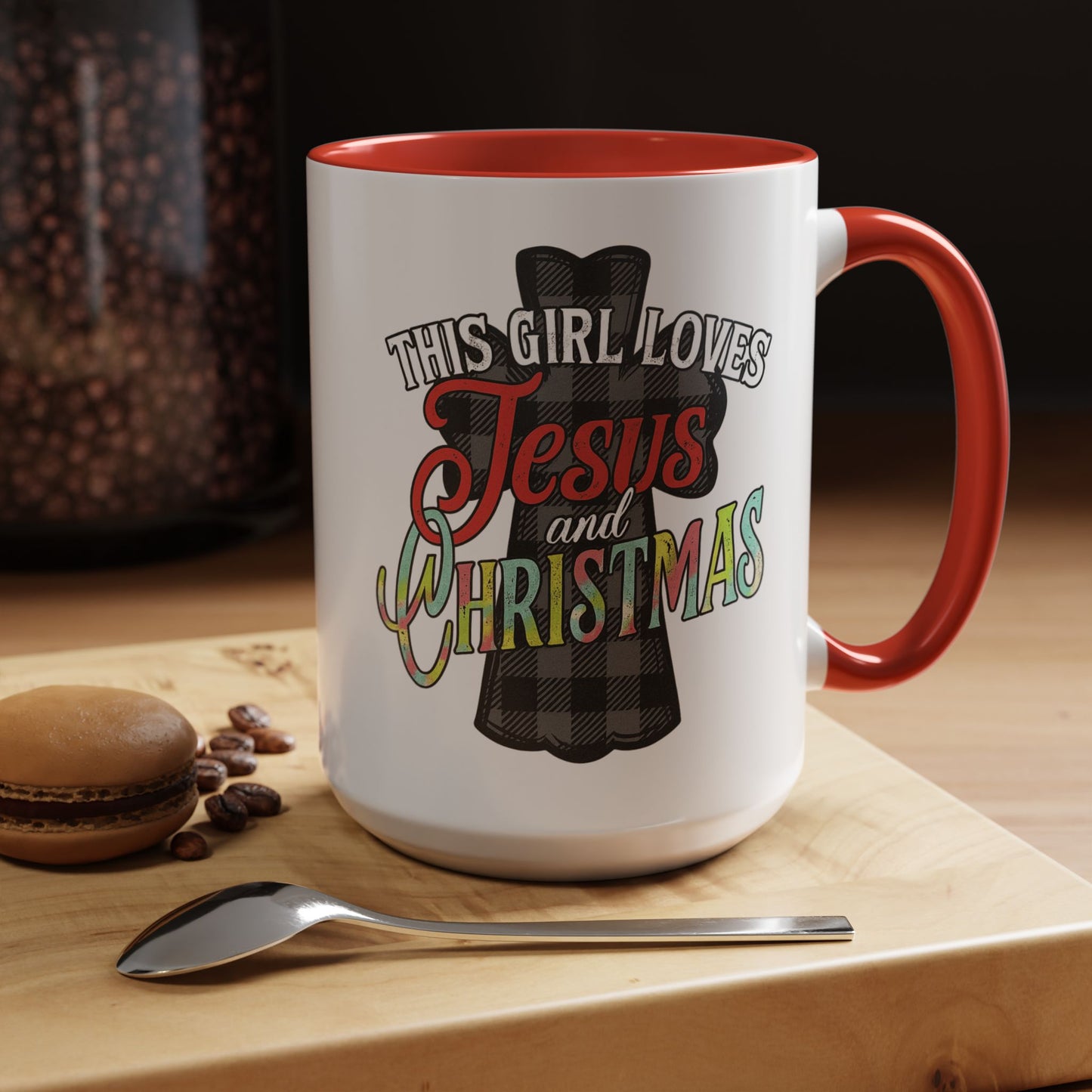 This Girl Loves Jesus and Christmas Accent Coffee Mug Christmas Gift