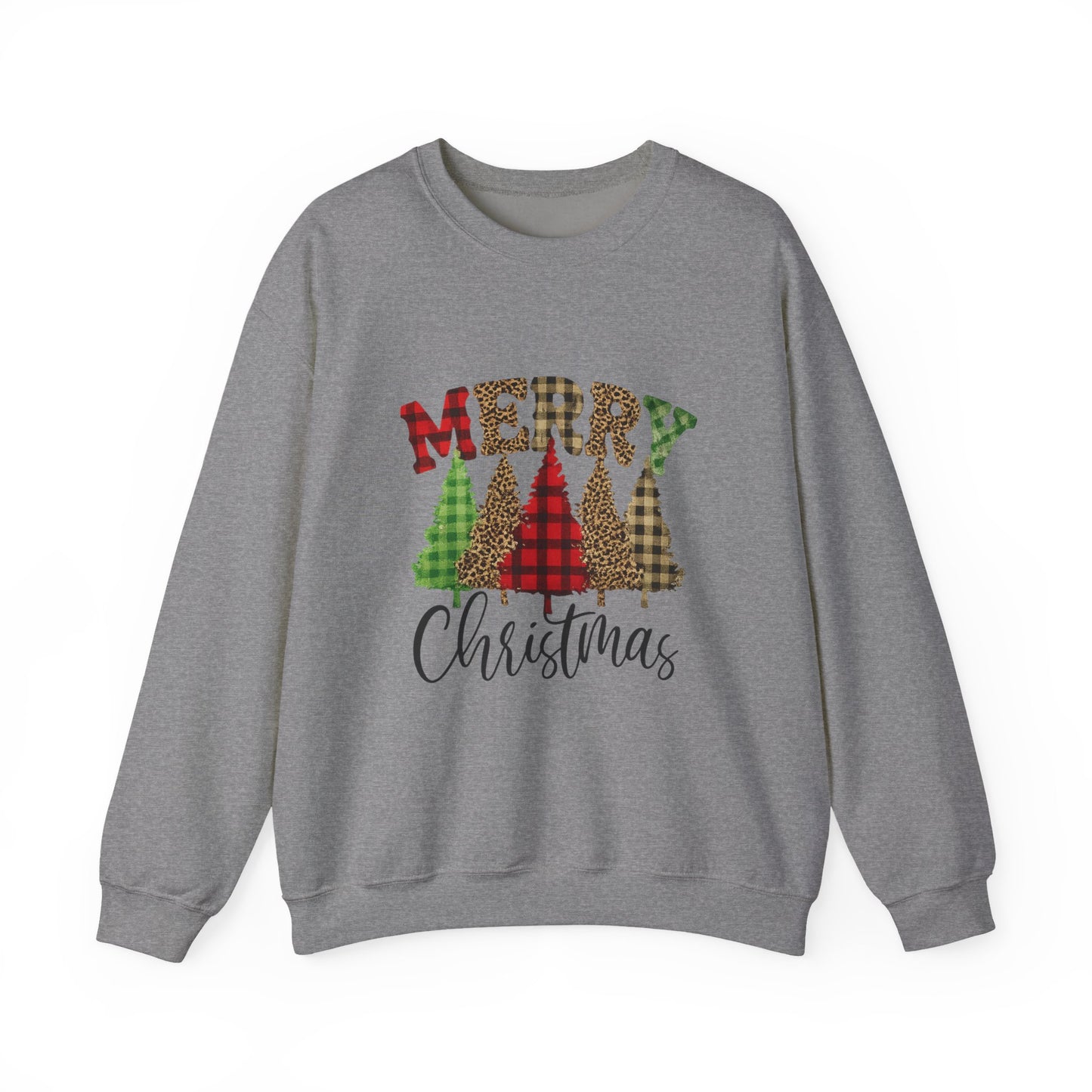 Merry Christmas Plaid Trees Unisex Crewneck Sweatshirt Christmas Gift