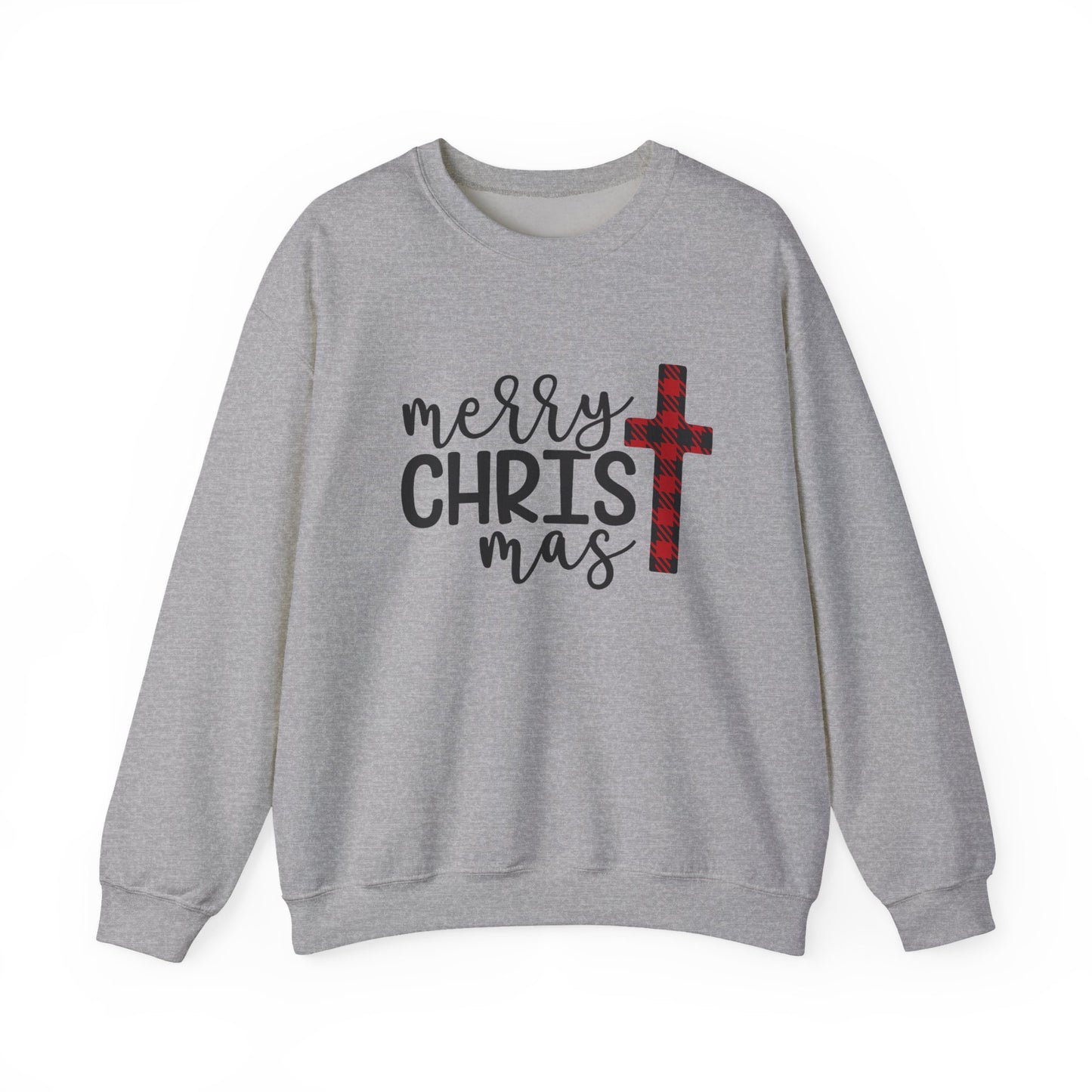 Merry Christmas Plaid Cross Unisex Crewneck Sweatshirt Christmas Gift