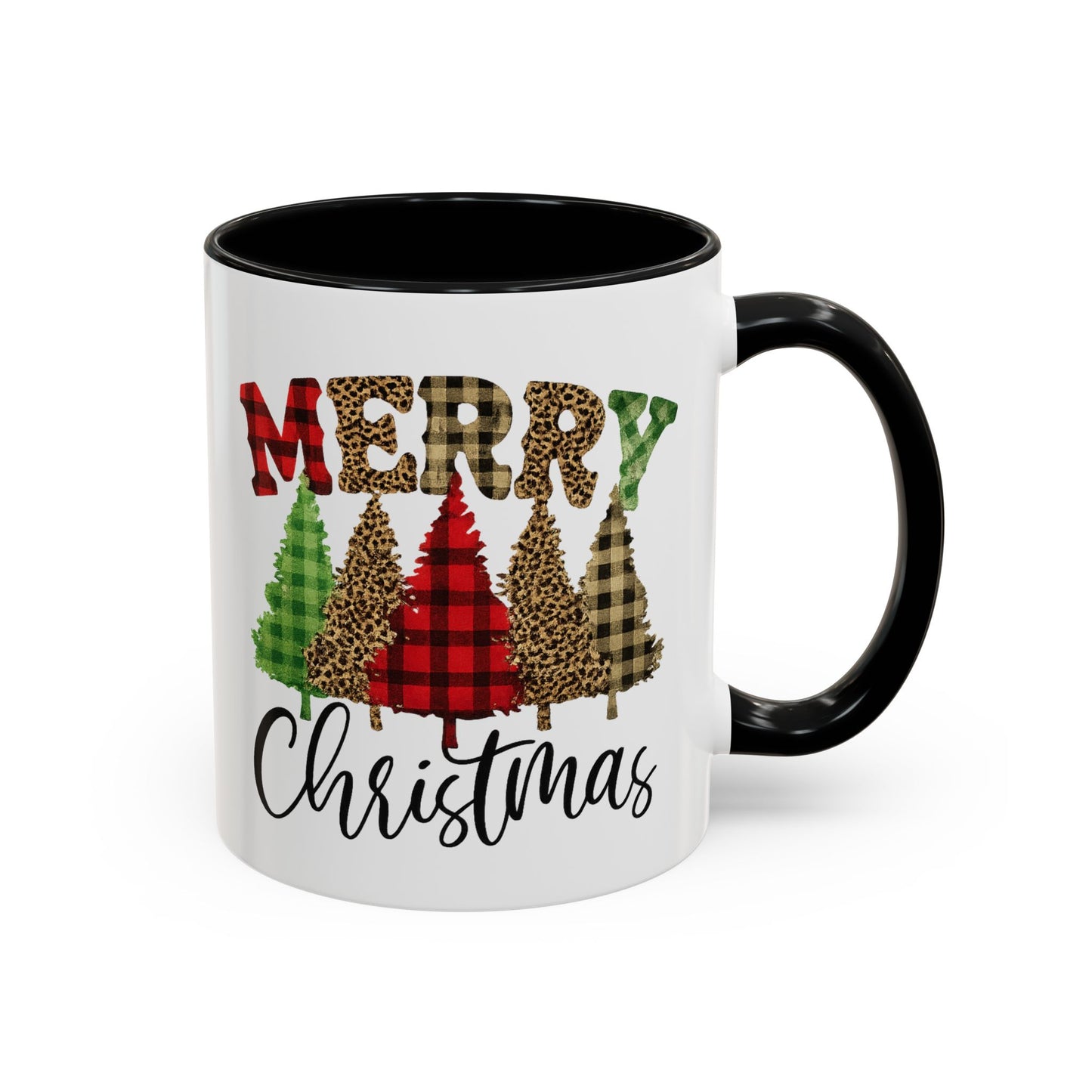 Merry Christmas Plaid Trees Accent Coffee Mug Christmas Gift